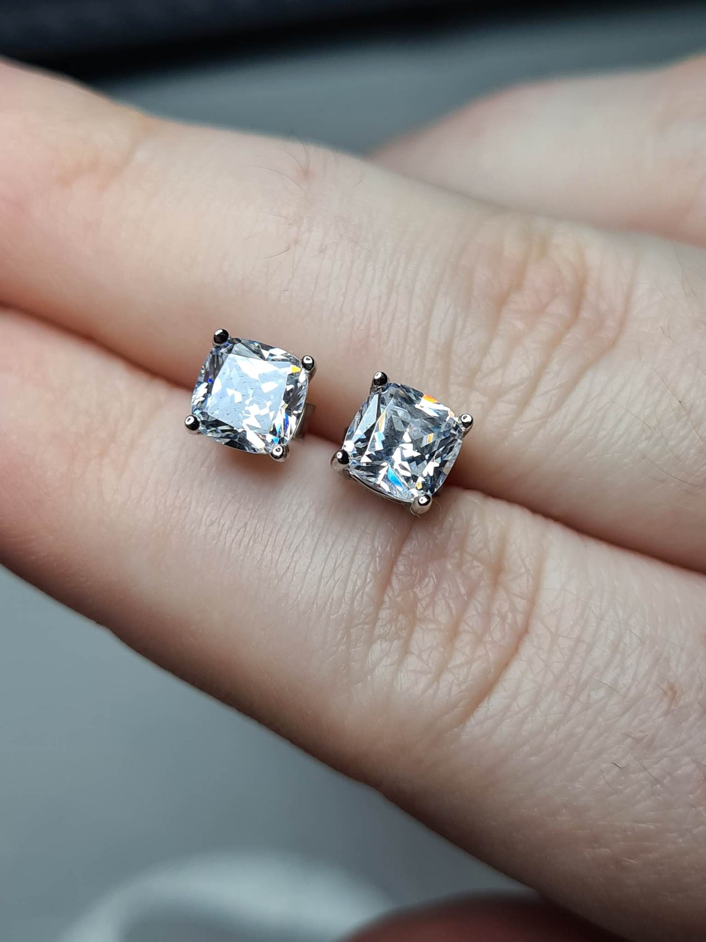 Simulated Diamond Solitaire Earrings 925 sterling silver