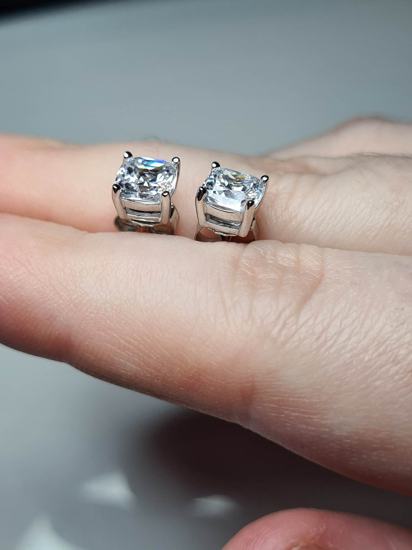 Simulated Diamond Solitaire Earrings 925 sterling silver