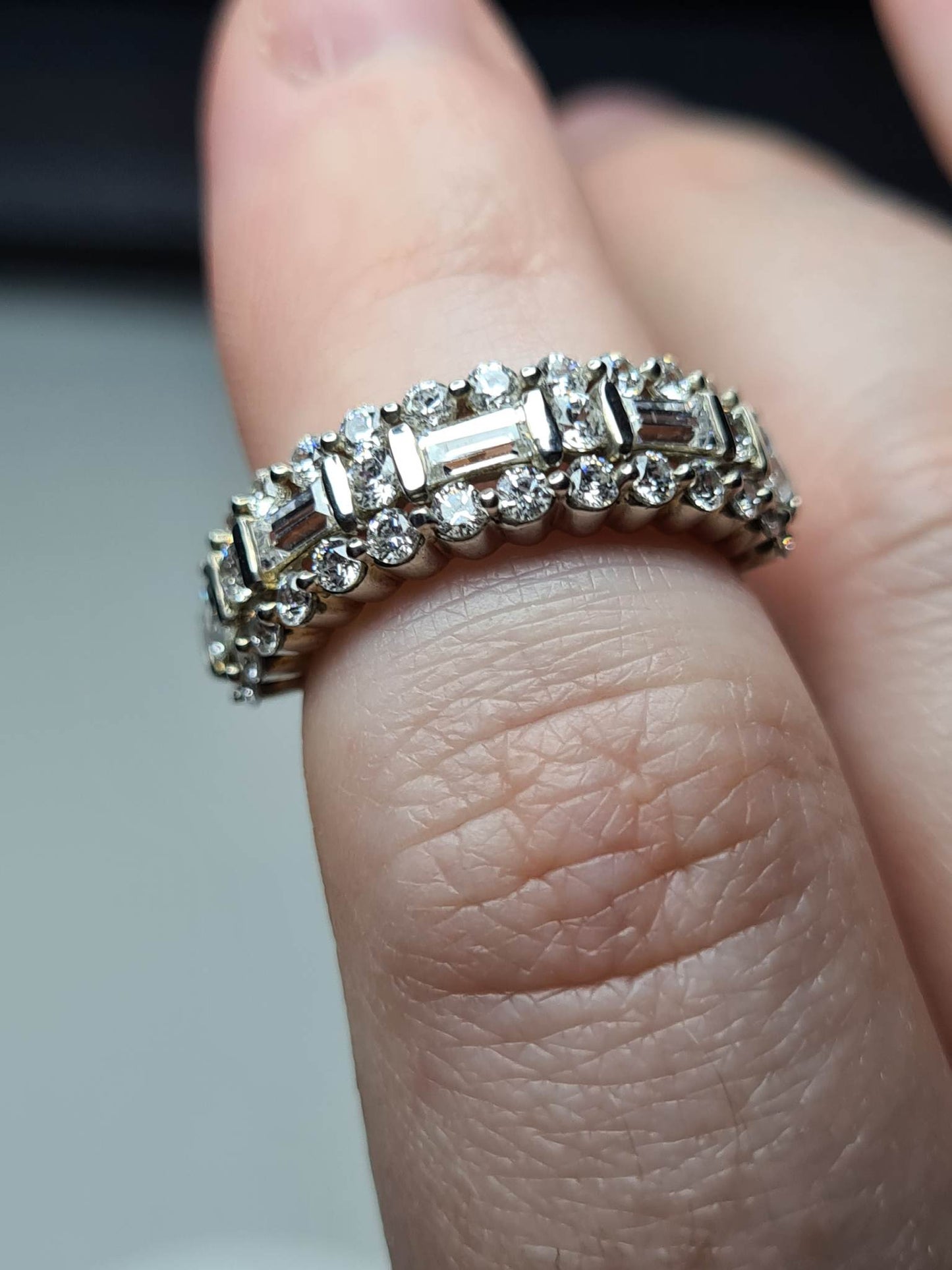 Swarovski Zirconia Half Eternity Ring Sterling Silver SIZES J , P