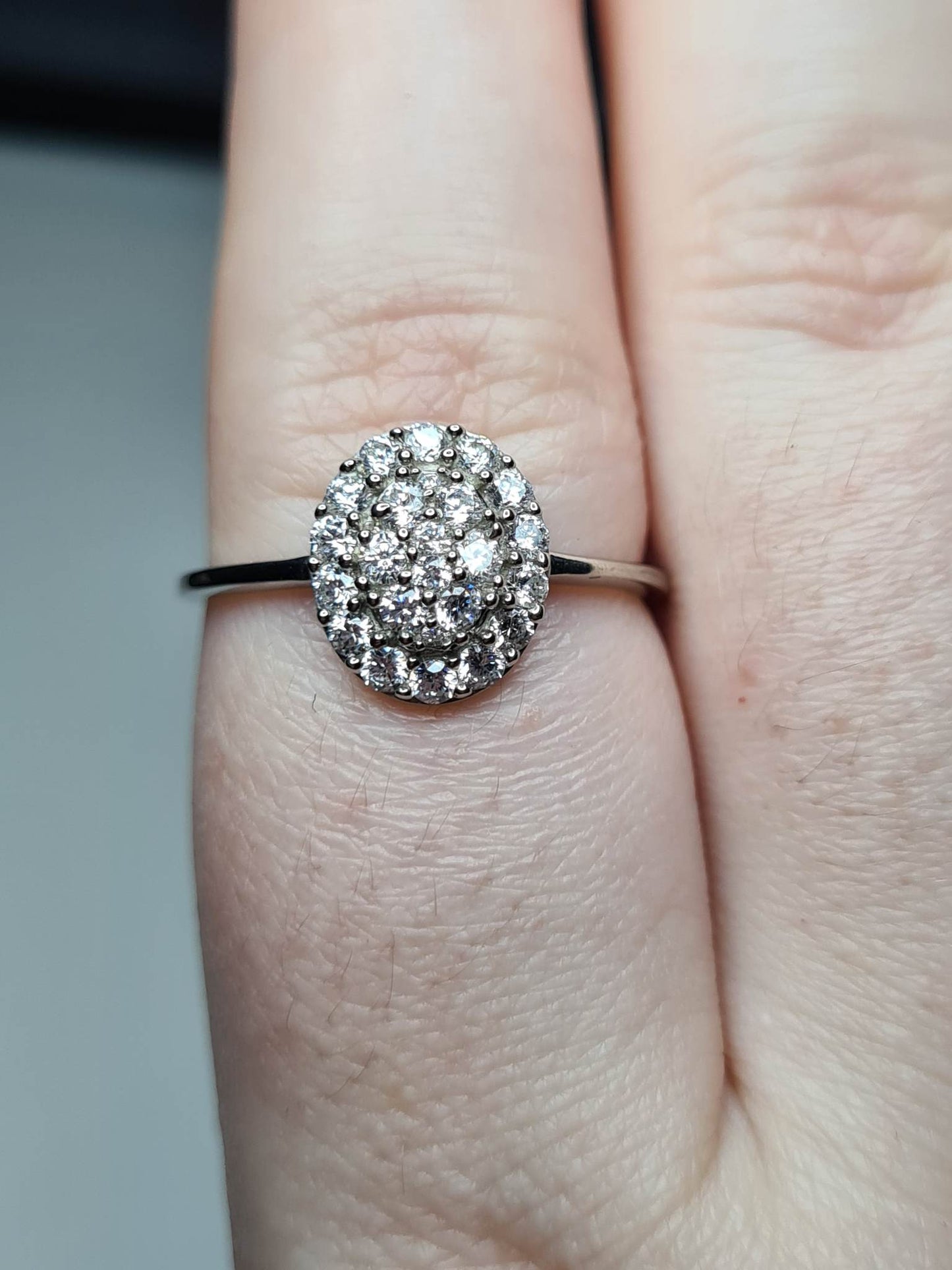 Swarovski Zirconia Cluster Halo Ring Sterling Silver SIZE S