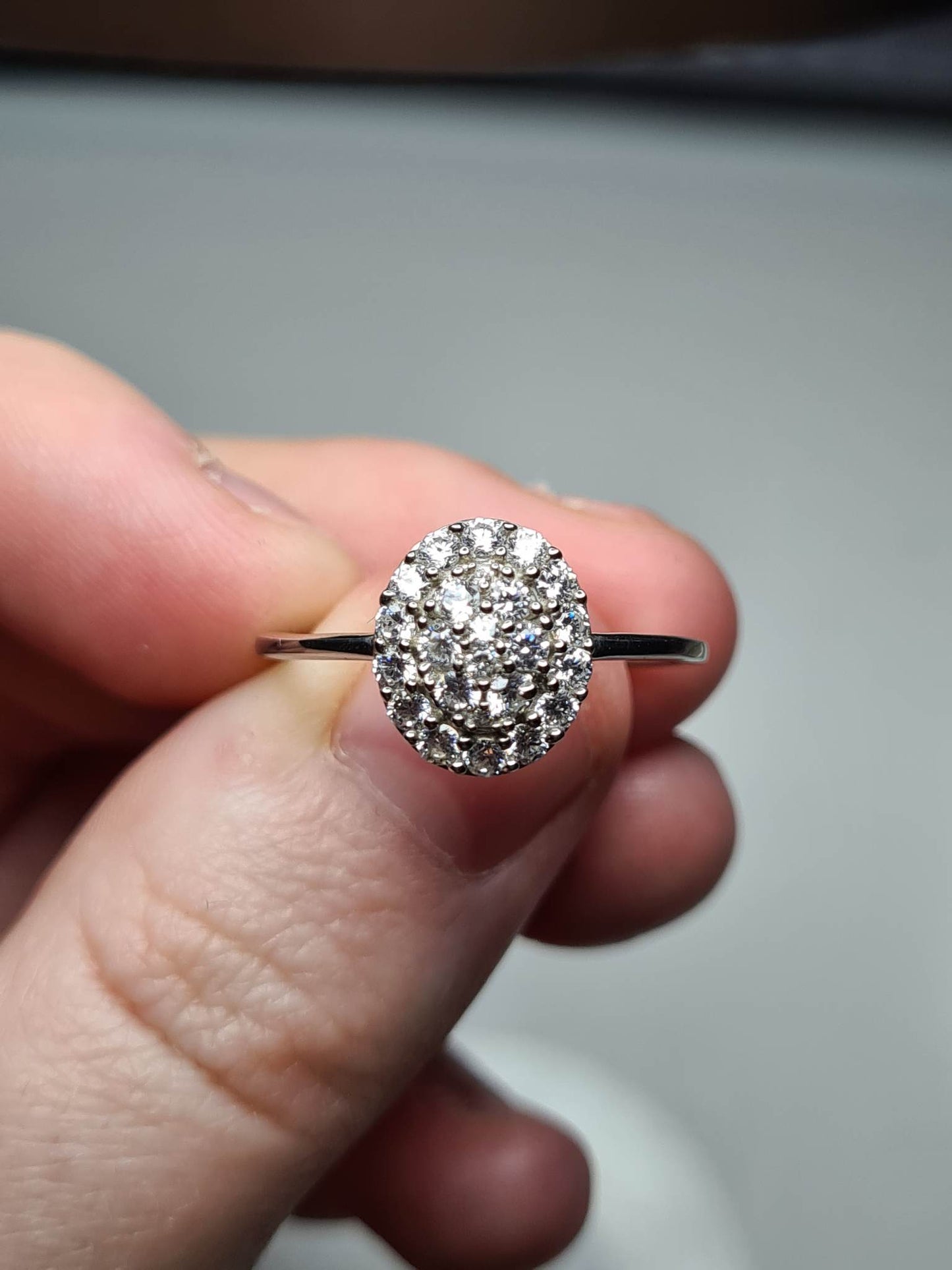 Swarovski Zirconia Cluster Halo Ring Sterling Silver SIZE S