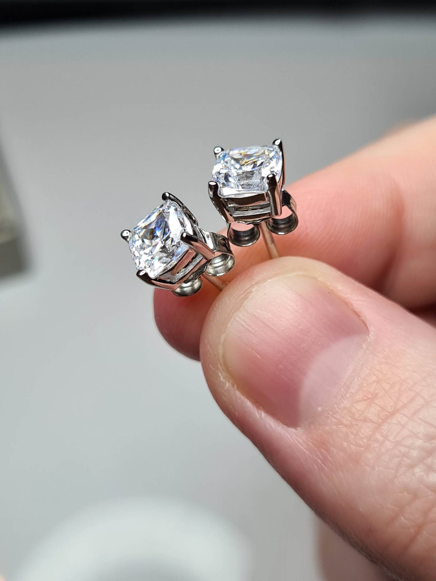 Simulated Diamond Solitaire Earrings 925 sterling silver