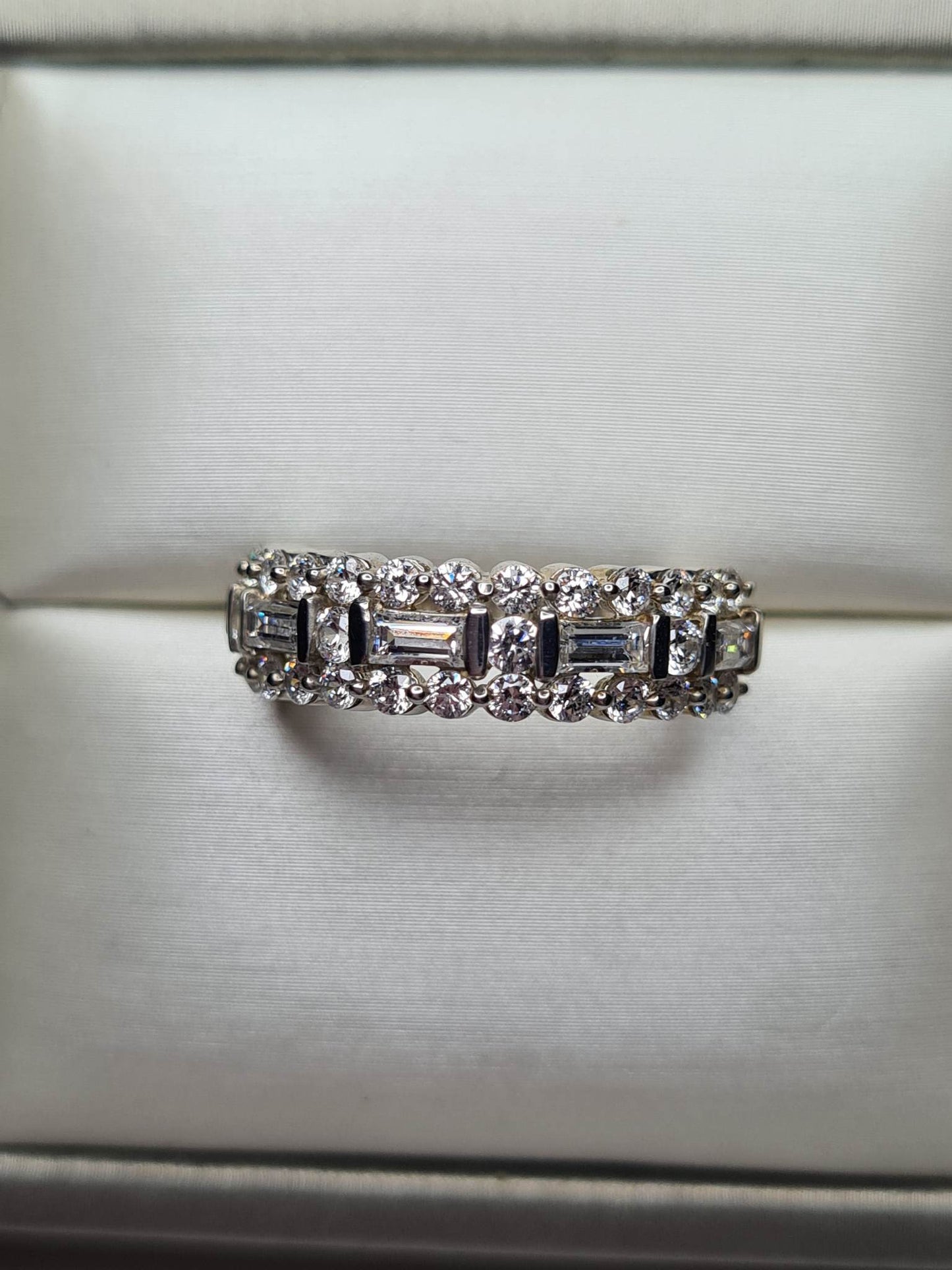 Swarovski Zirconia Half Eternity Ring Sterling Silver SIZES J , P