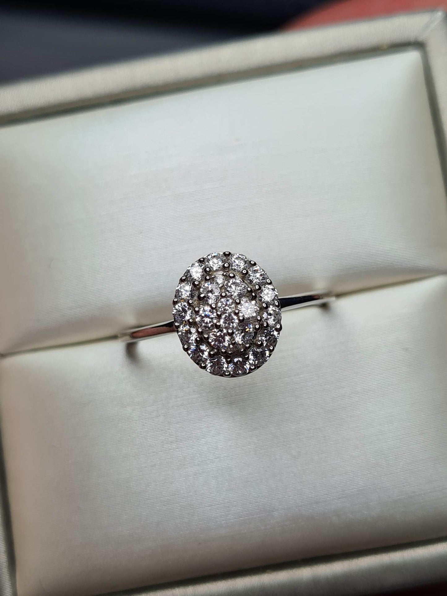 Swarovski Zirconia Cluster Halo Ring Sterling Silver SIZE S