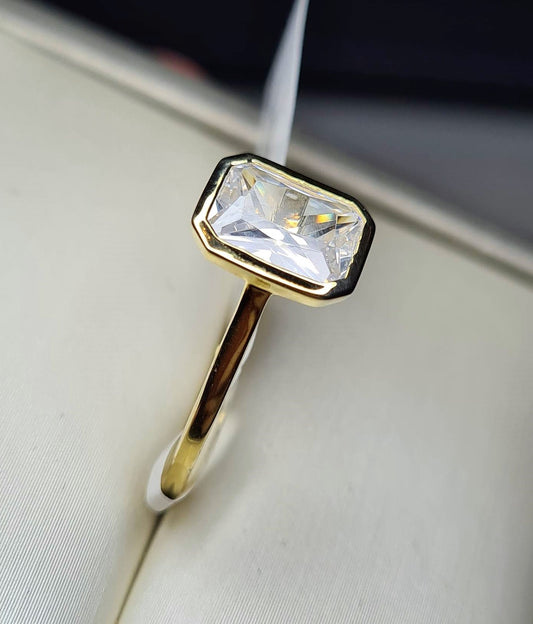 Simulated Diamond Octagon Cut Solitaire Ring SIZES N, O