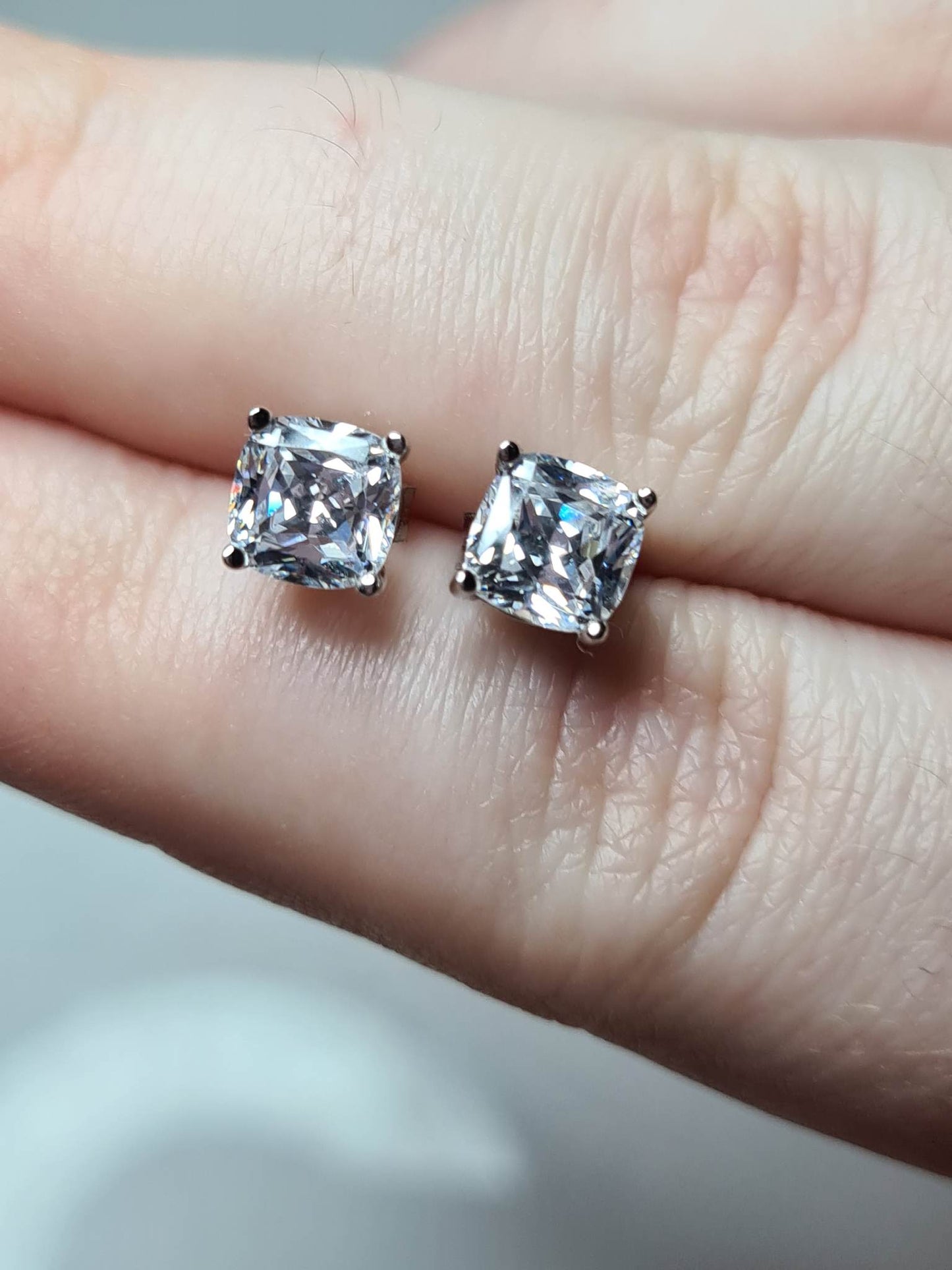 Simulated Diamond Solitaire Earrings 925 sterling silver