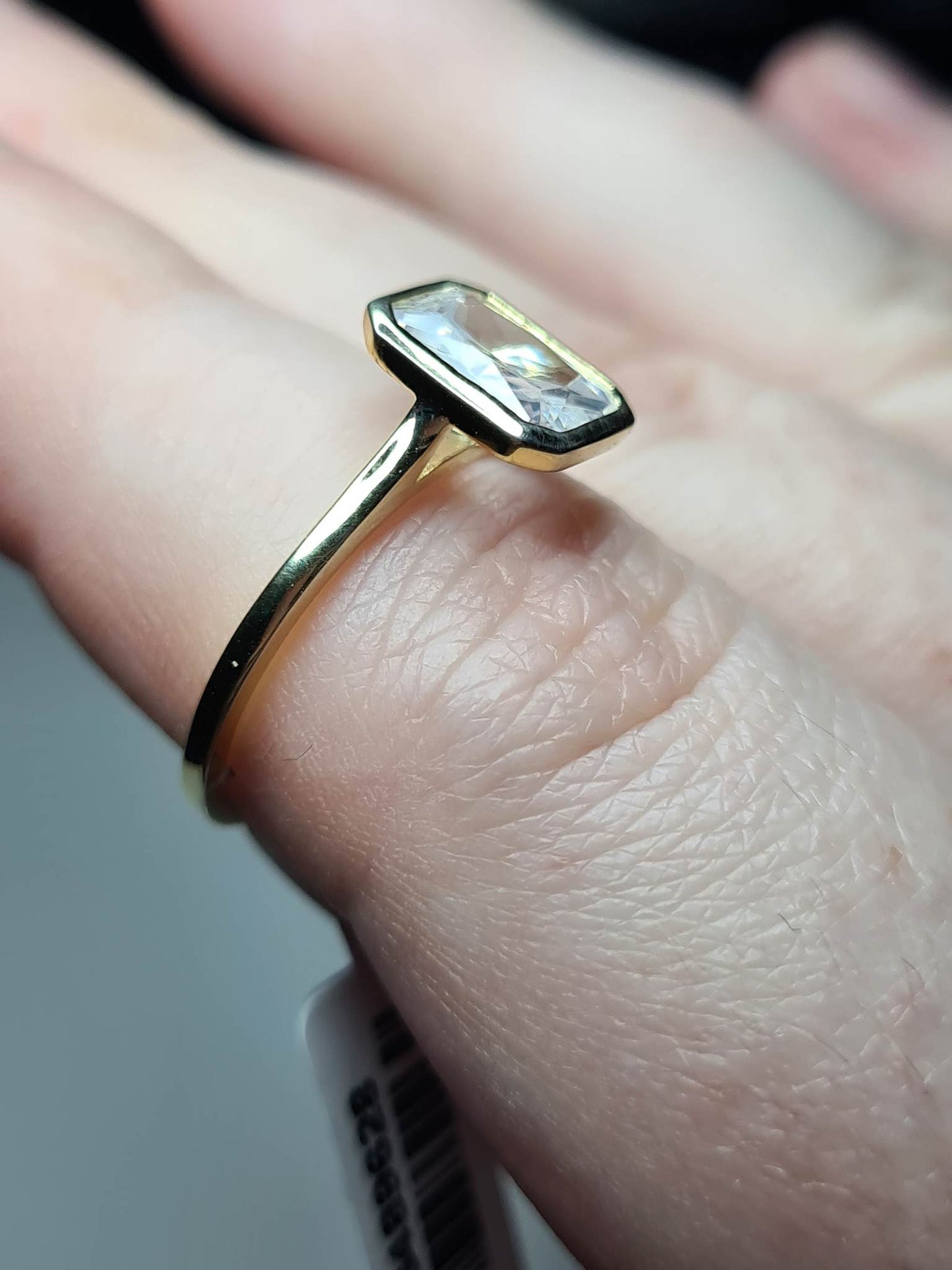 Simulated Diamond Octagon Cut Solitaire Ring SIZES N, O