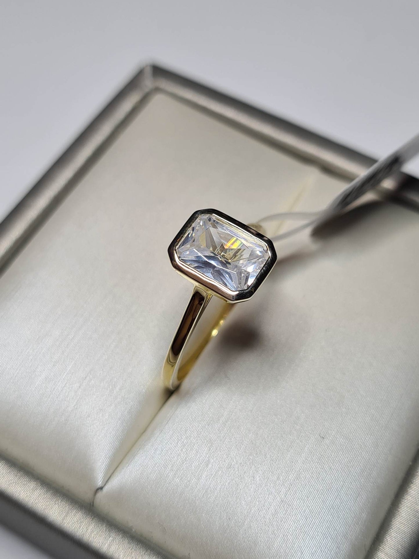 Simulated Diamond Octagon Cut Solitaire Ring SIZES N, O