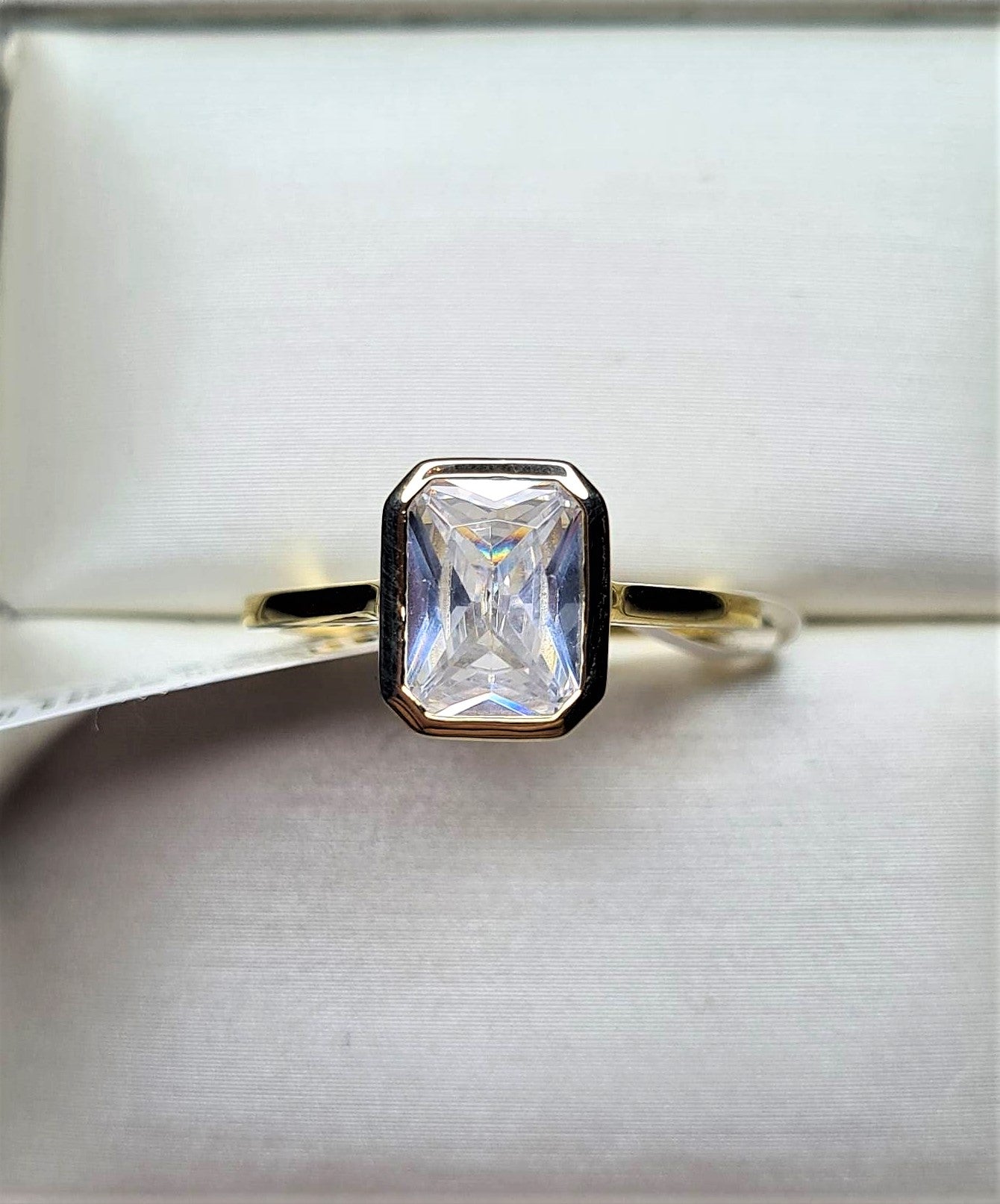 Simulated Diamond Octagon Cut Solitaire Ring SIZES N, O