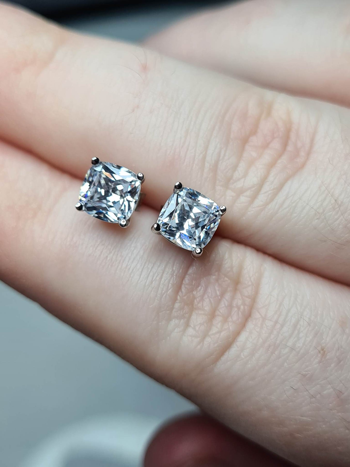 Simulated Diamond Solitaire Earrings 925 sterling silver