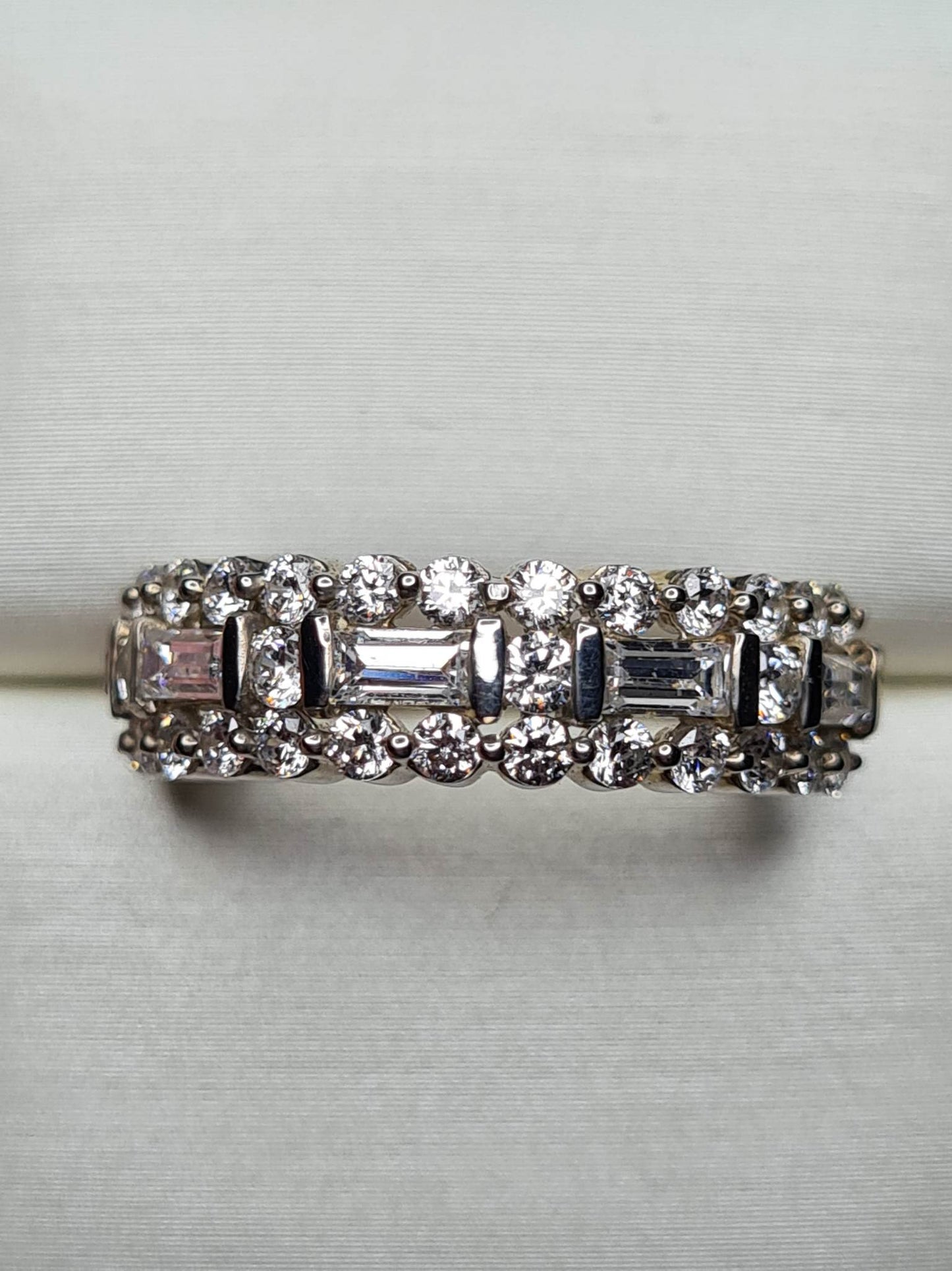 Swarovski Zirconia Half Eternity Ring Sterling Silver SIZES J , P