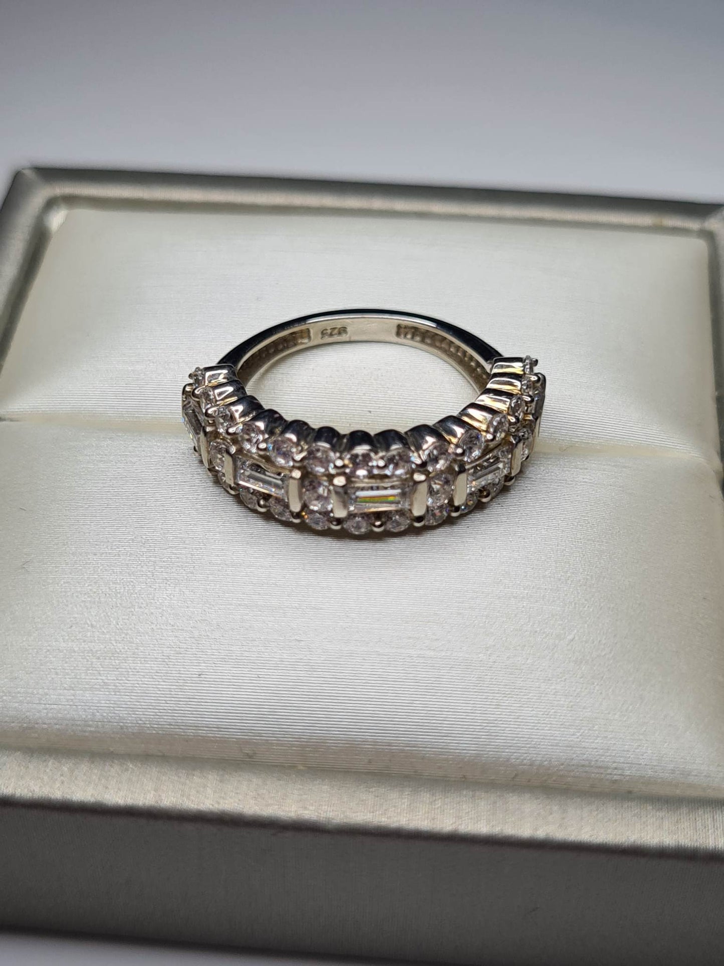 Swarovski Zirconia Half Eternity Ring Sterling Silver SIZES J , P