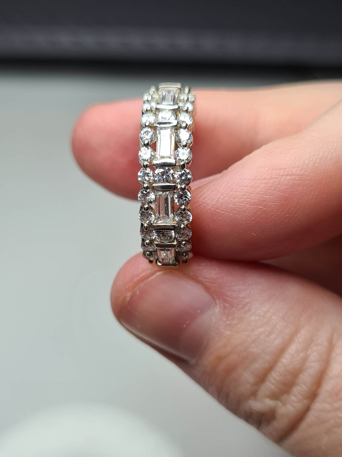 Swarovski Zirconia Half Eternity Ring Sterling Silver SIZES J , P