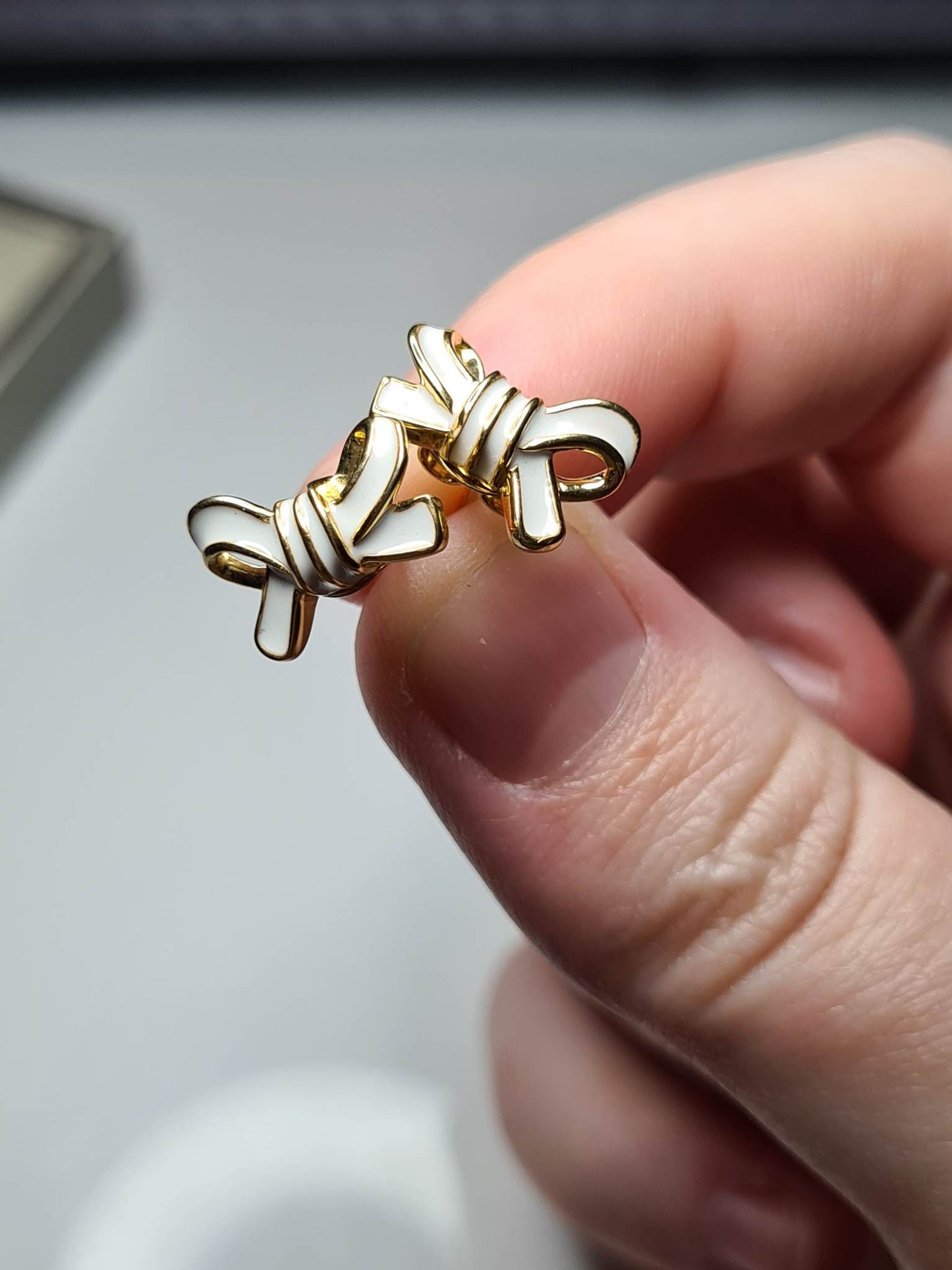 Bow Enamelled Stud Earrings in 14K Gold Plated Sterling Silver