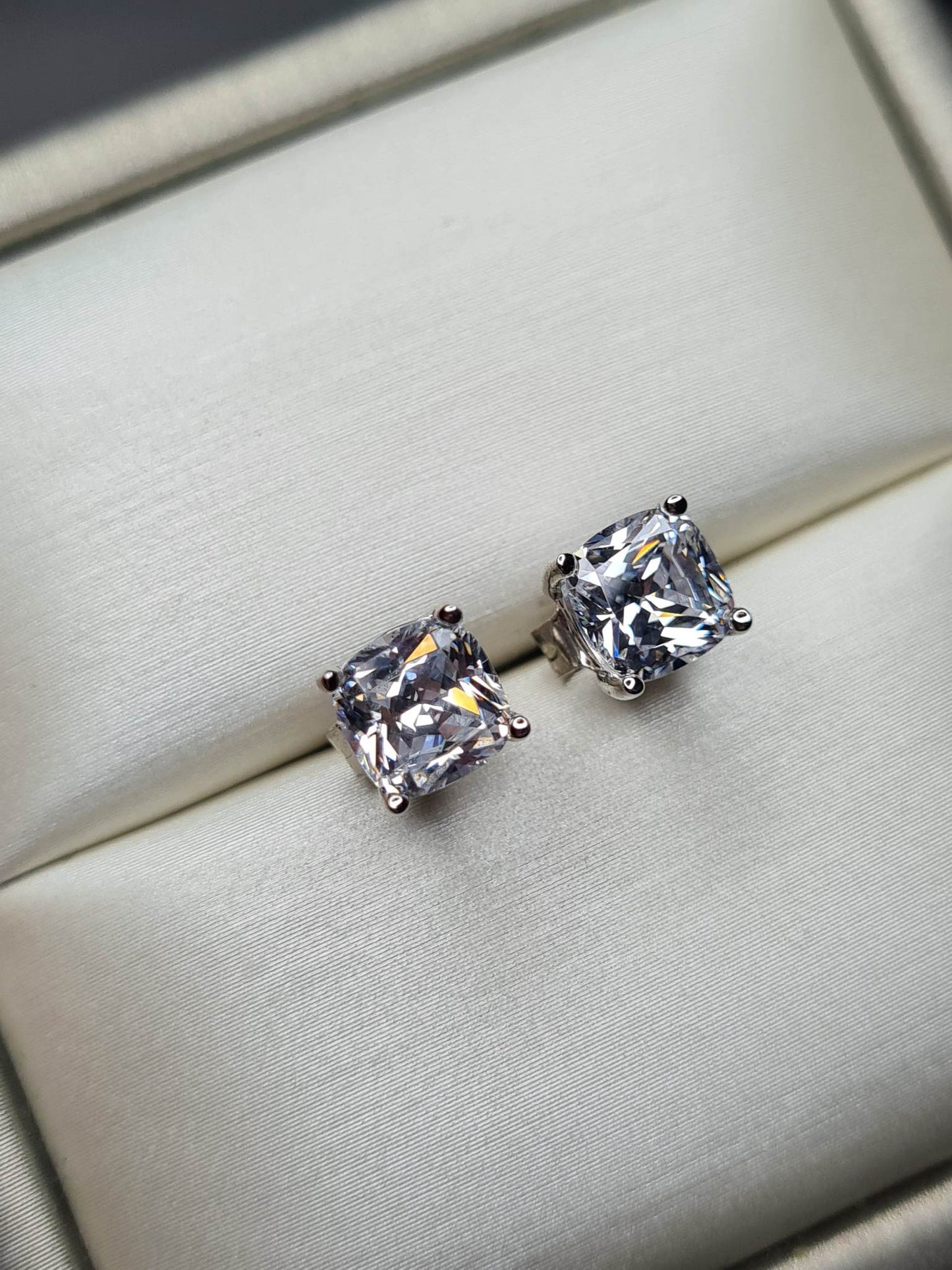 Simulated Diamond Solitaire Earrings 925 sterling silver