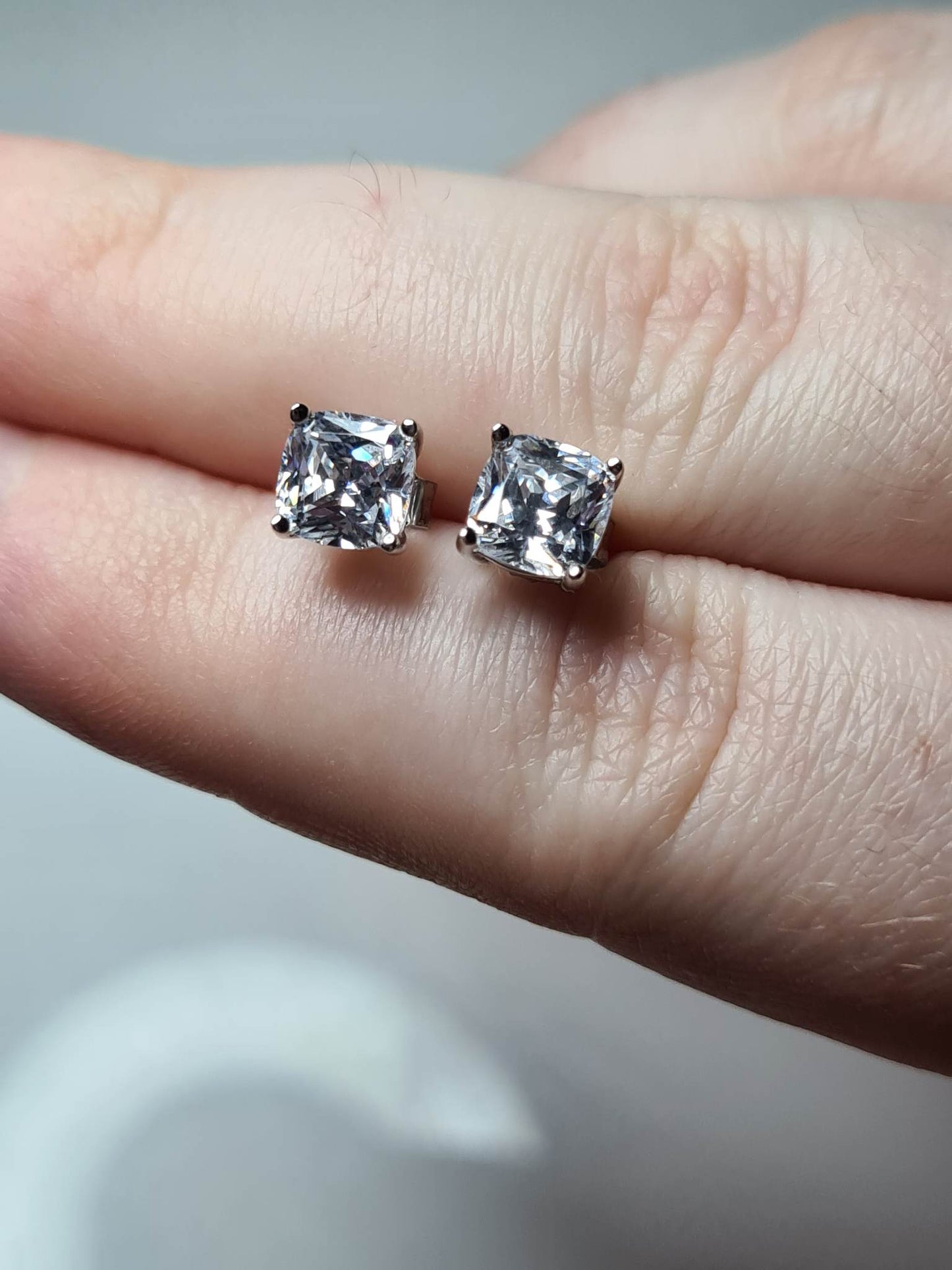 Simulated Diamond Solitaire Earrings 925 sterling silver