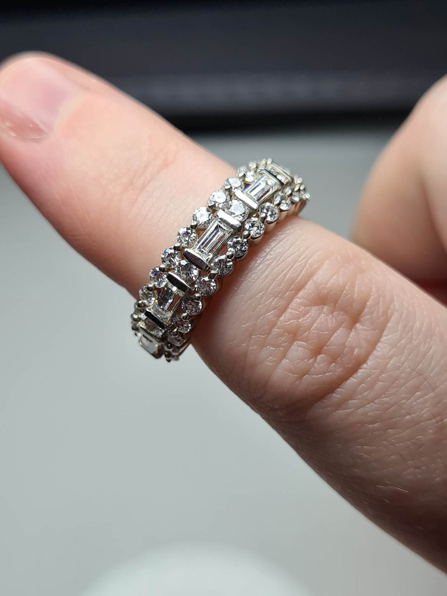 Swarovski Zirconia Half Eternity Ring Sterling Silver SIZES J , P