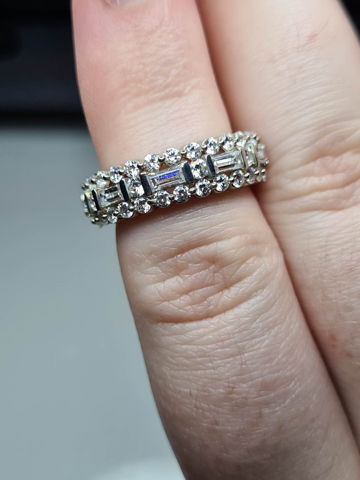 Swarovski Zirconia Half Eternity Ring Sterling Silver SIZES J , P