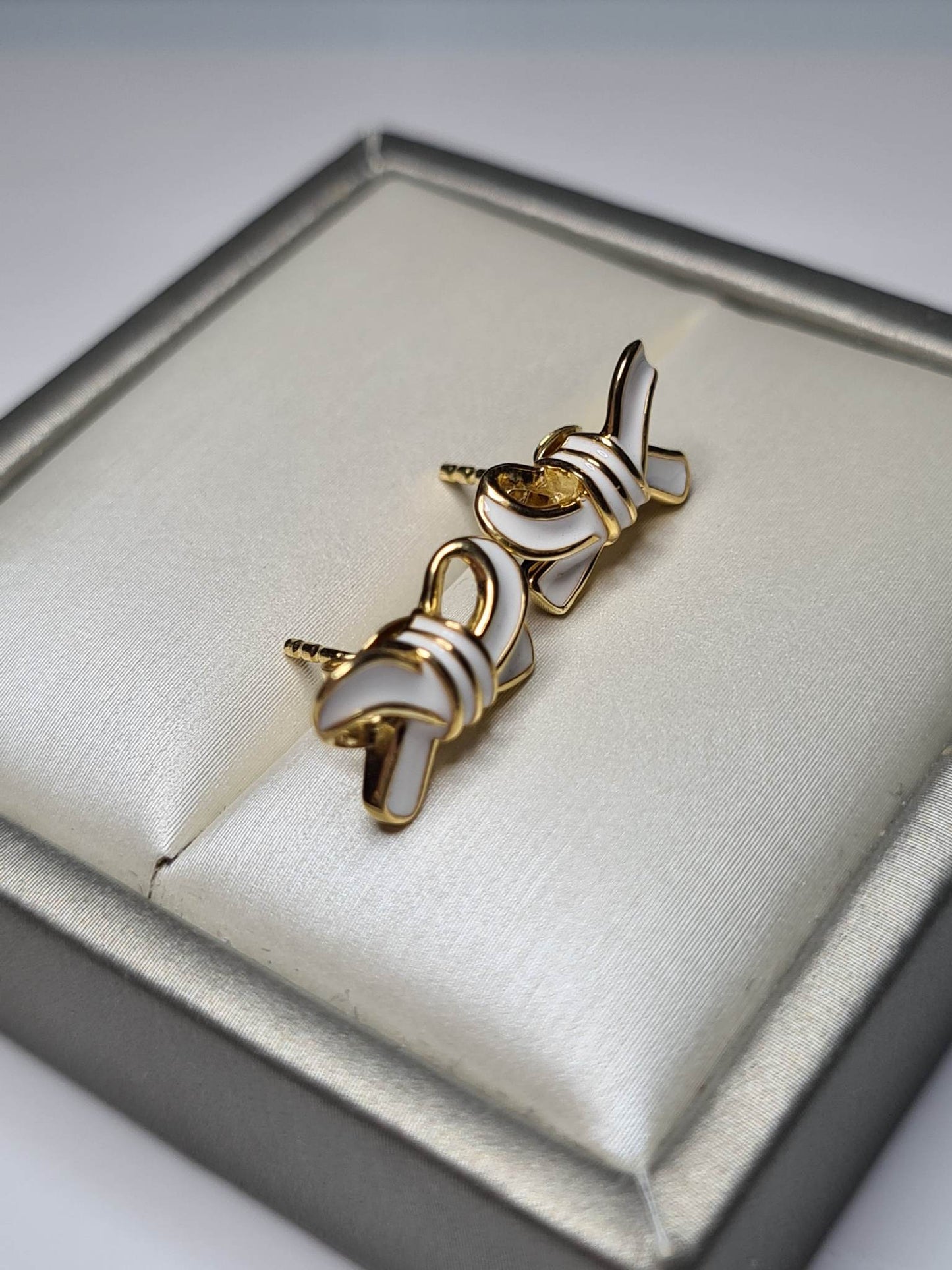 Bow Enamelled Stud Earrings in 14K Gold Plated Sterling Silver