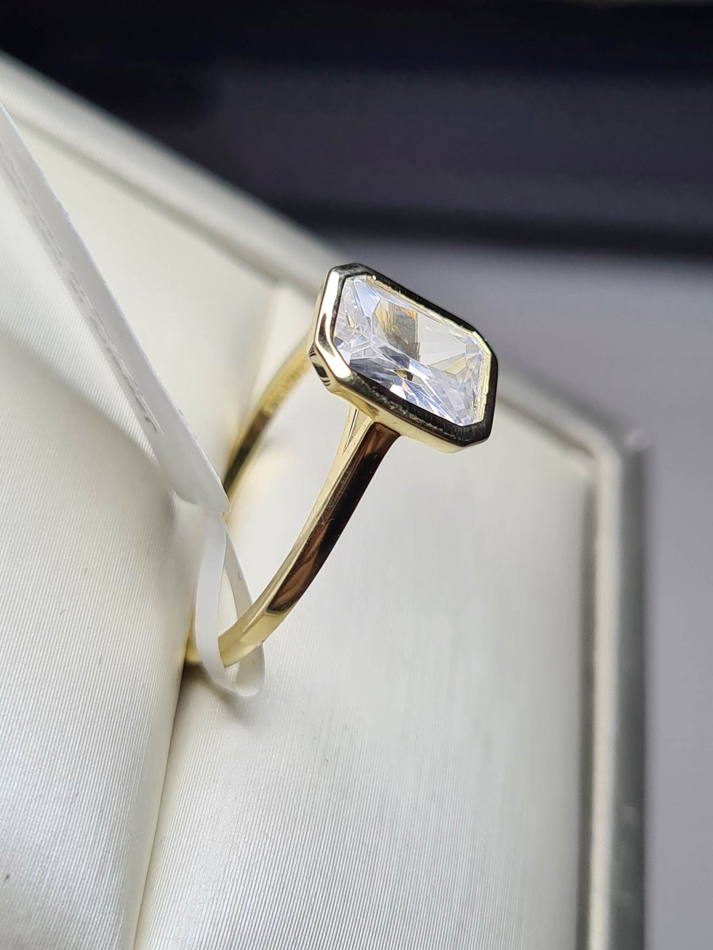 Simulated Diamond Octagon Cut Solitaire Ring SIZES N, O