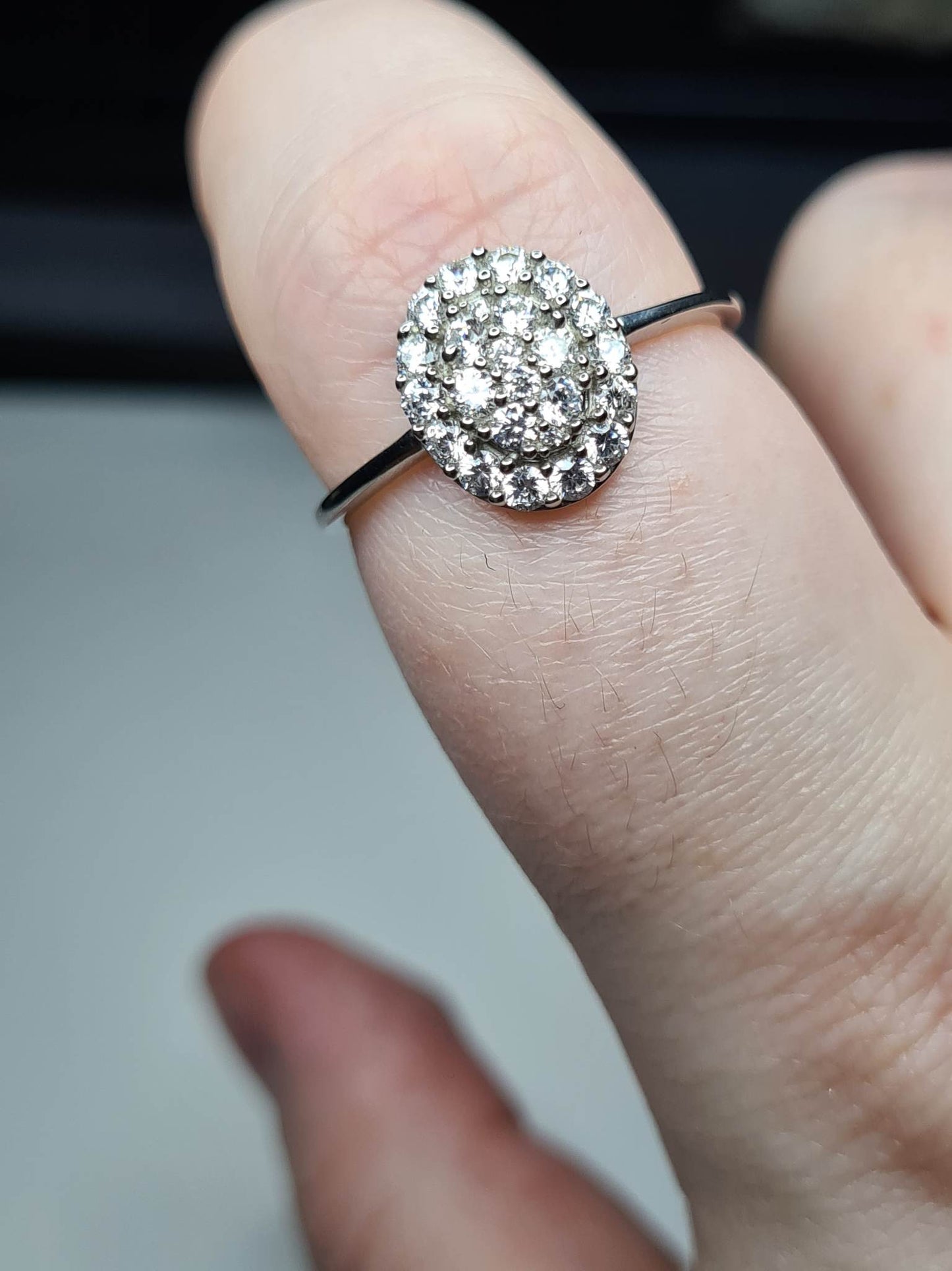 Swarovski Zirconia Cluster Halo Ring Sterling Silver SIZE S