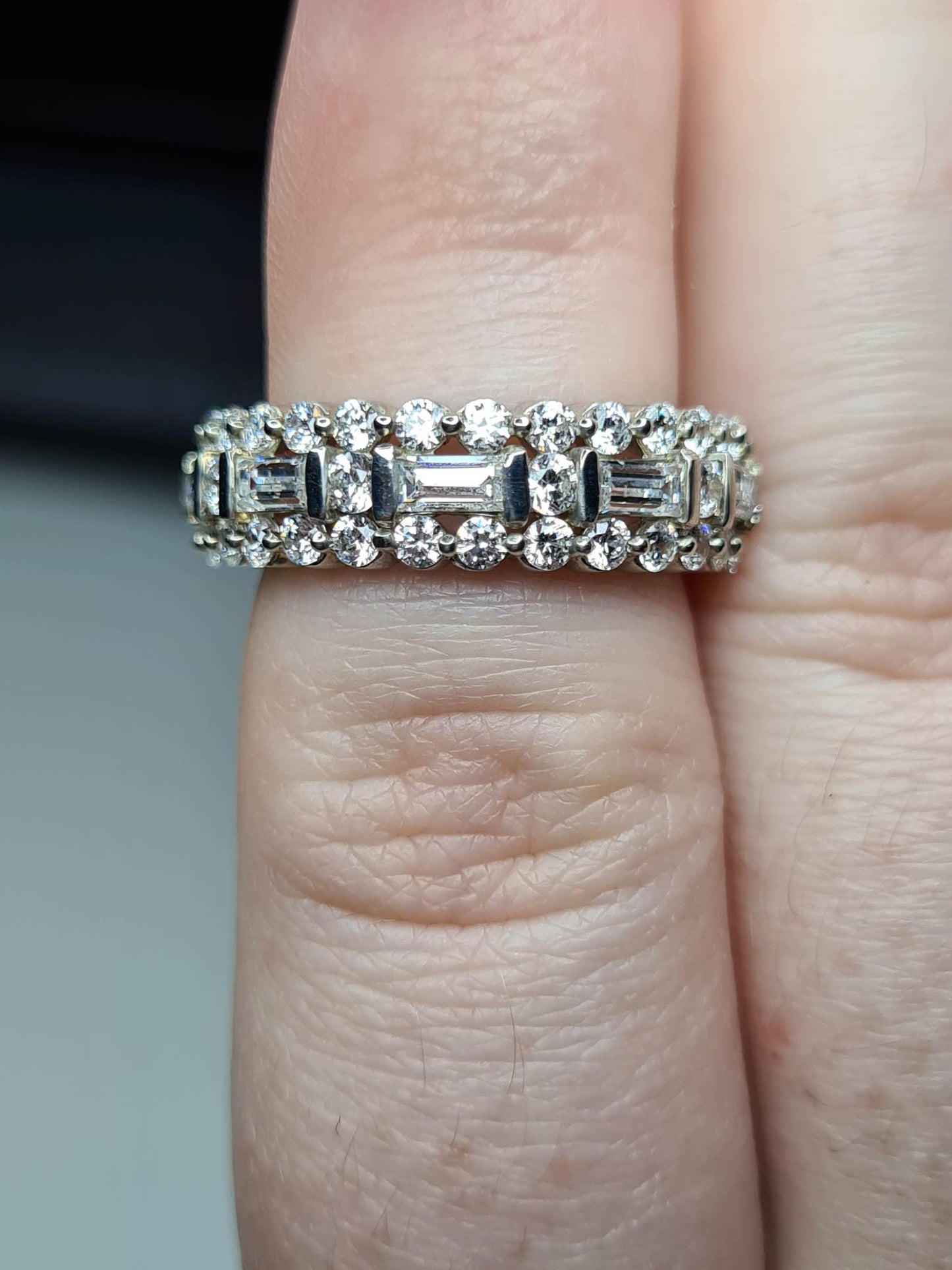 Swarovski Zirconia Half Eternity Ring Sterling Silver SIZES J , P