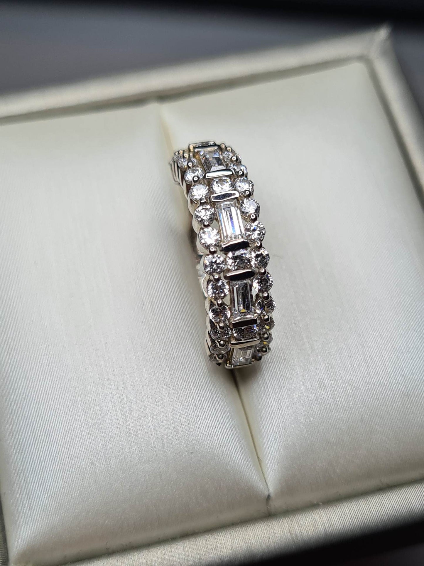 Swarovski Zirconia Half Eternity Ring Sterling Silver SIZES J , P