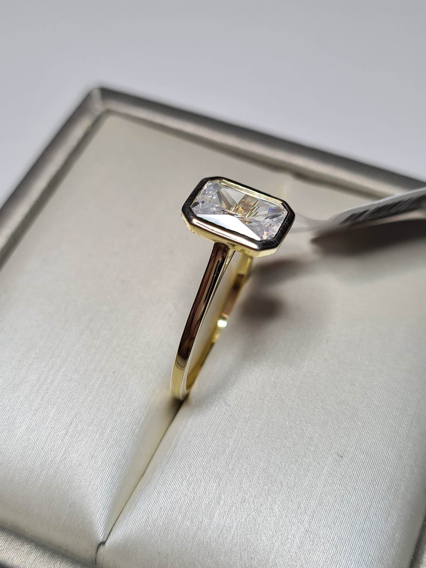 Simulated Diamond Octagon Cut Solitaire Ring SIZES N, O