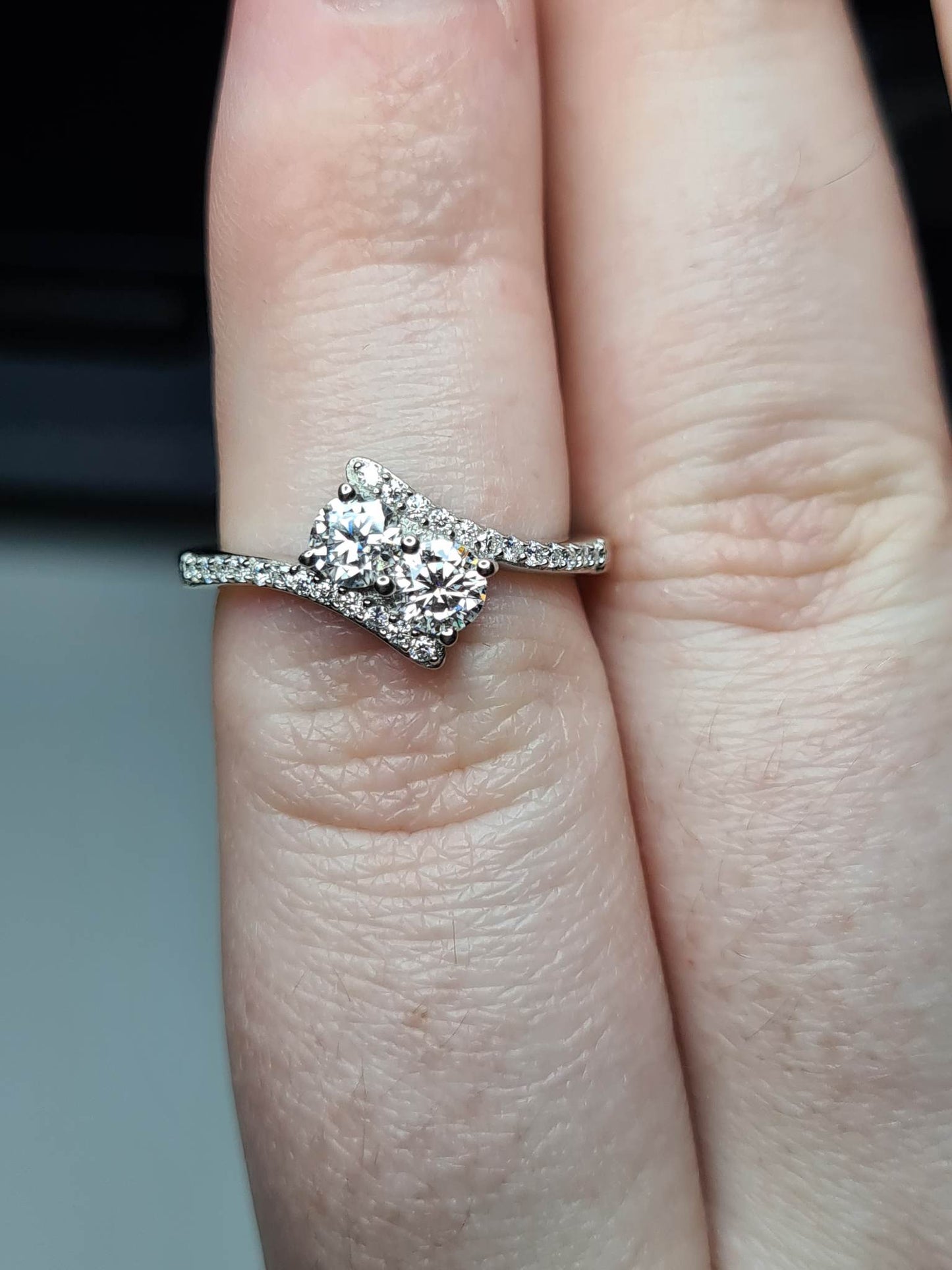 Moissanite Bypass Ring in 925 Sterling Silver SIZE L