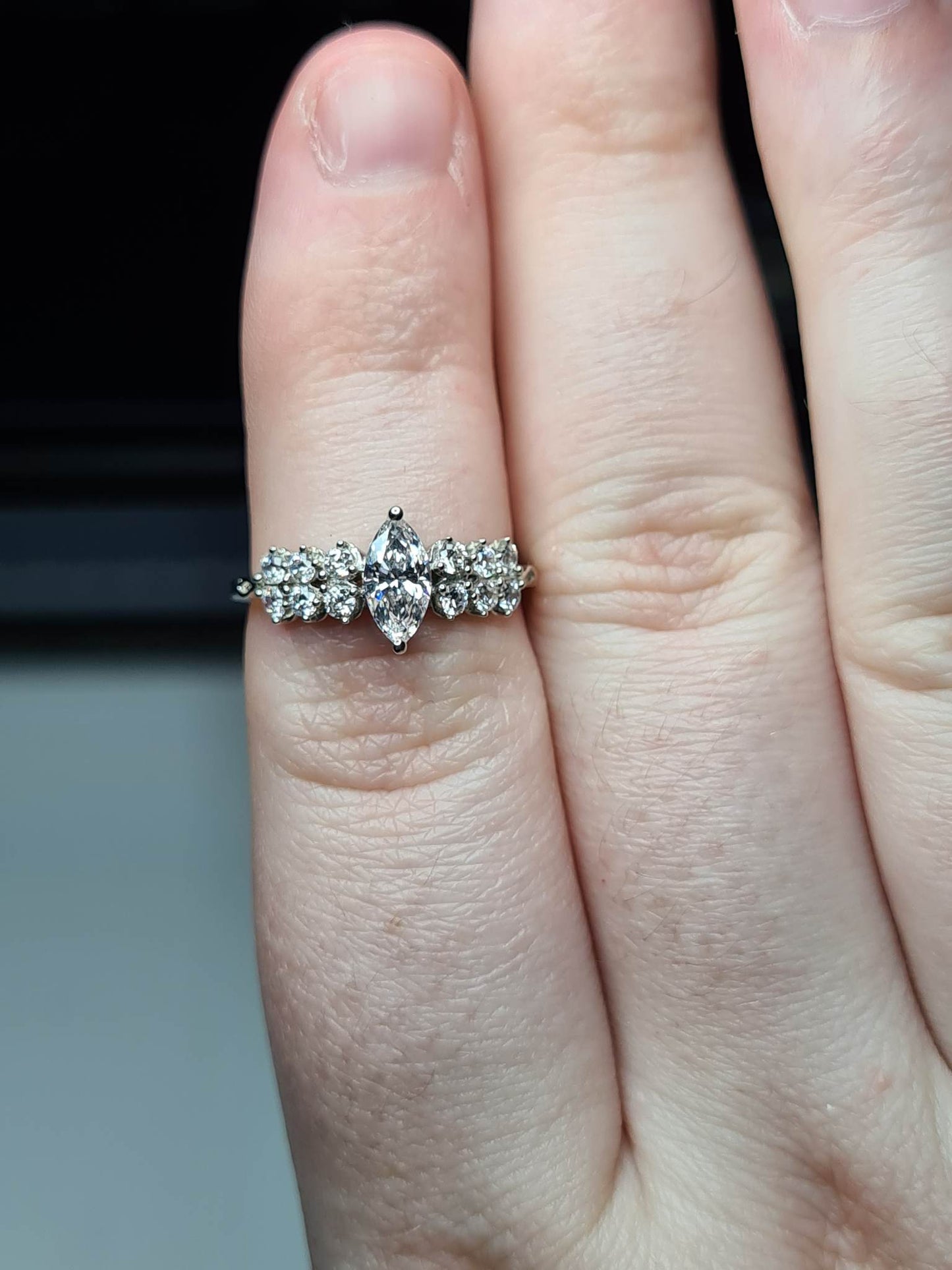 Swarovski Zirconia Marquise Cut Cluster Ring SIZES L, M, P, R, S , T