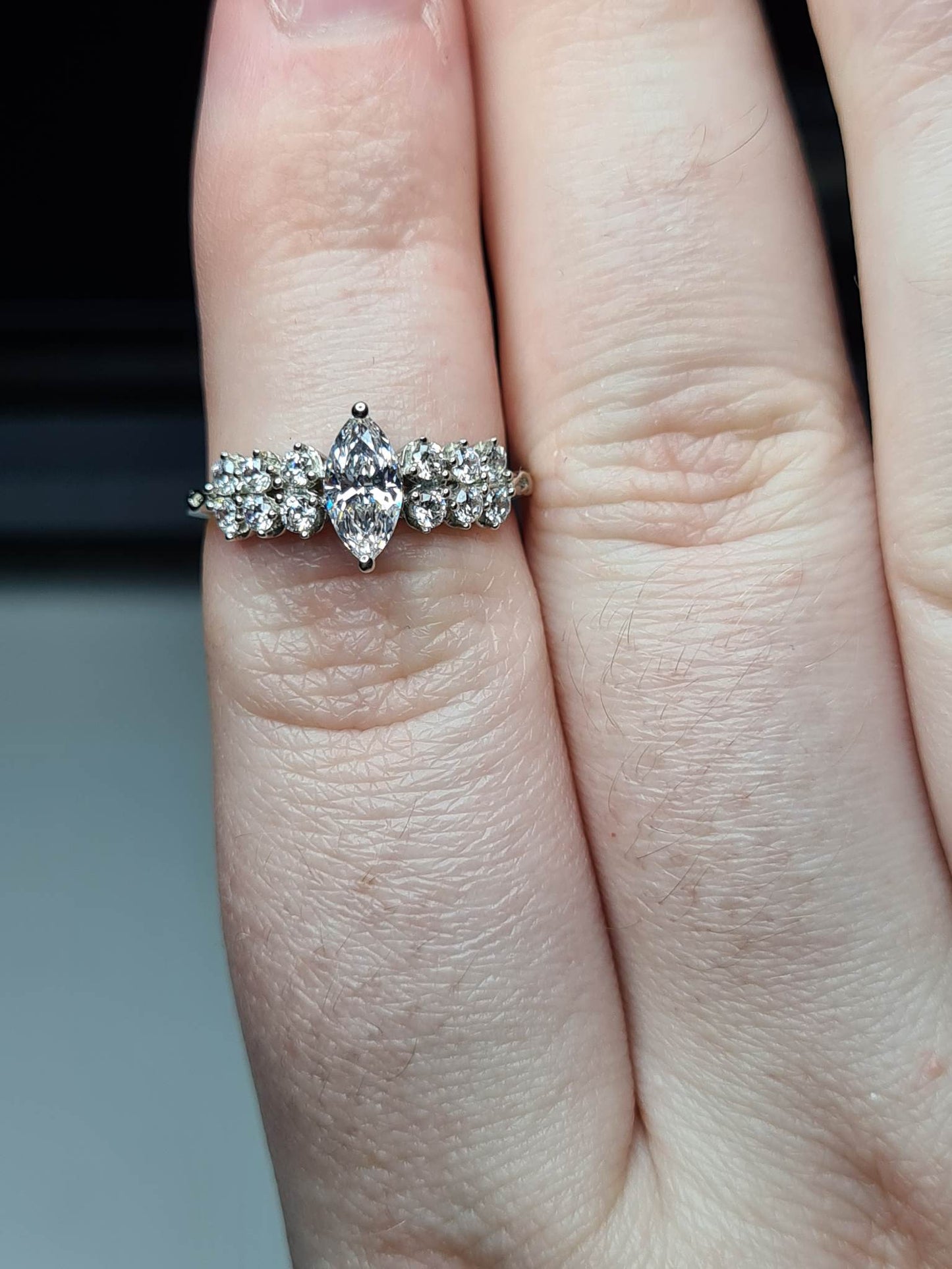 Swarovski Zirconia Marquise Cut Cluster Ring SIZES L, M, P, R, S , T