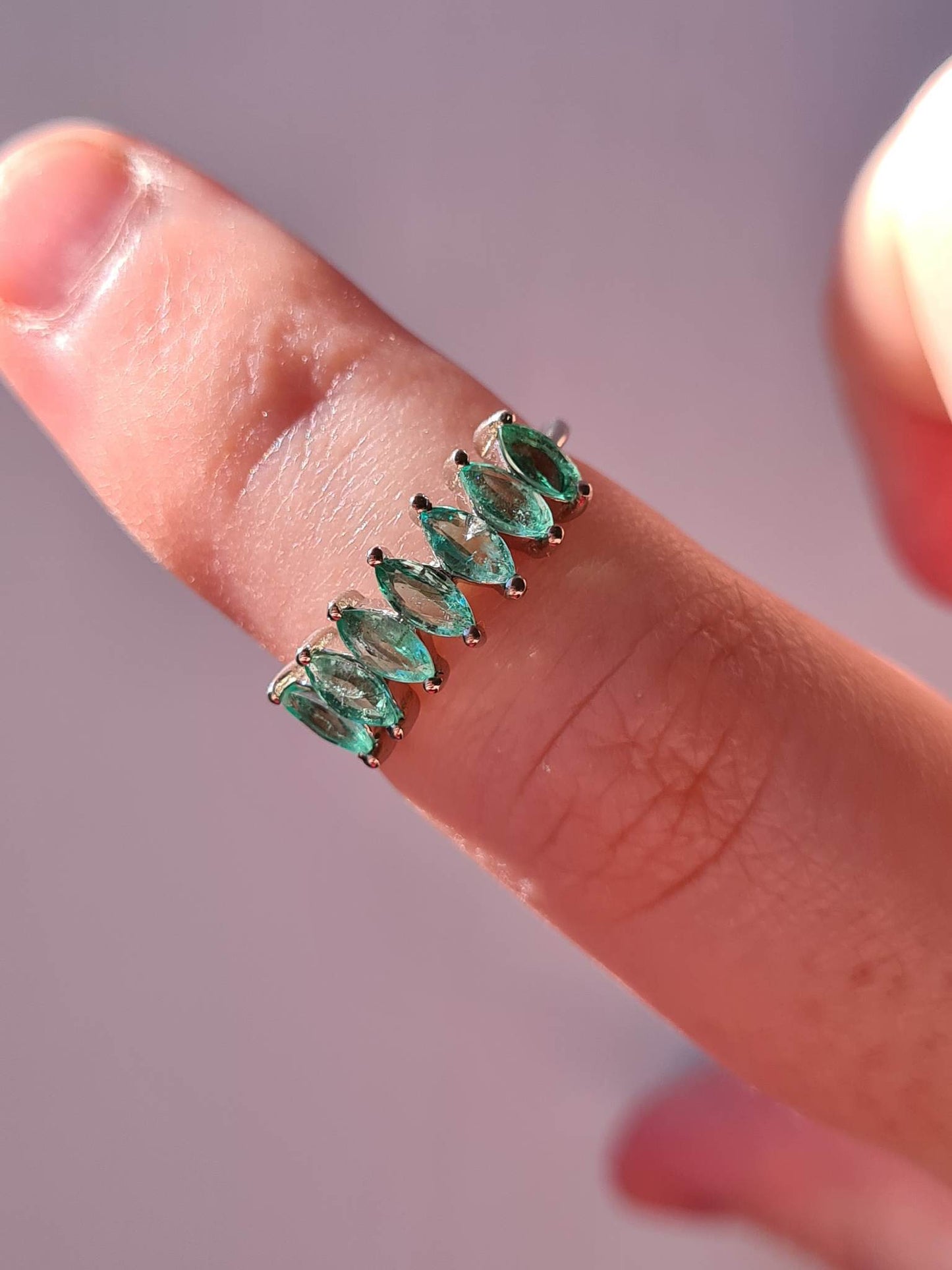 Gemfields Emerald 7 Stone Ring Size K 925 sterling silver