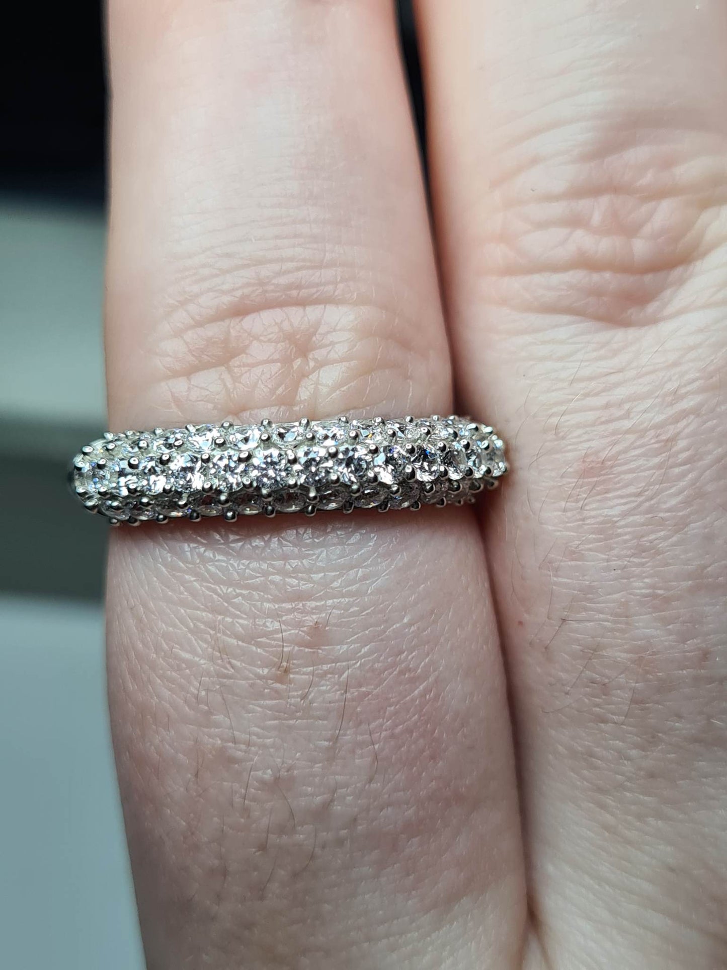 Swarovski Zirconia Half Eternity Cluster Ring 925 Sterling Silver SIZE P