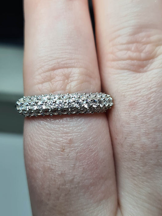 Swarovski Zirconia Half Eternity Cluster Ring 925 Sterling Silver SIZE P