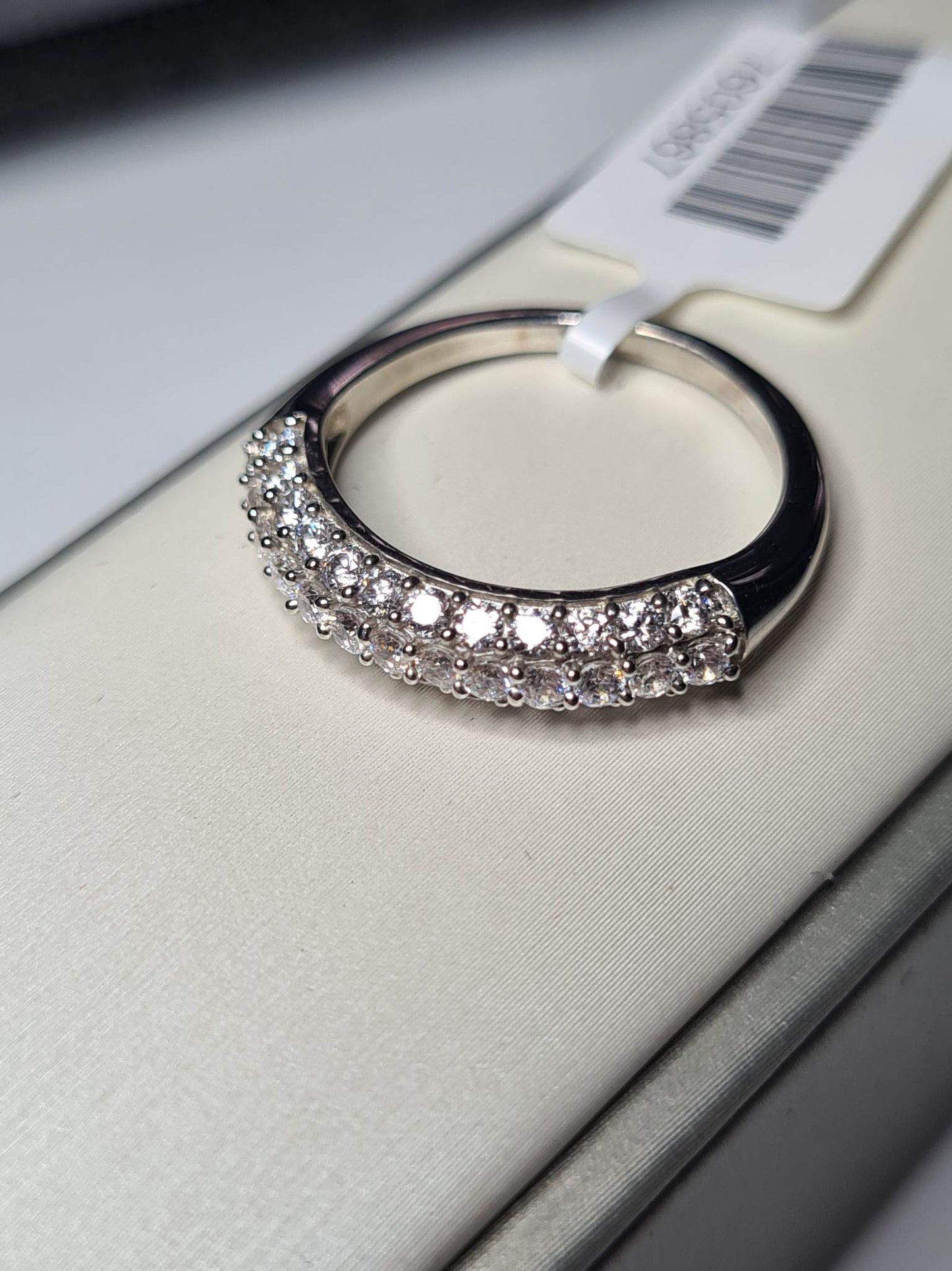 Swarovski Zirconia Half Eternity Cluster Ring 925 Sterling Silver SIZE P