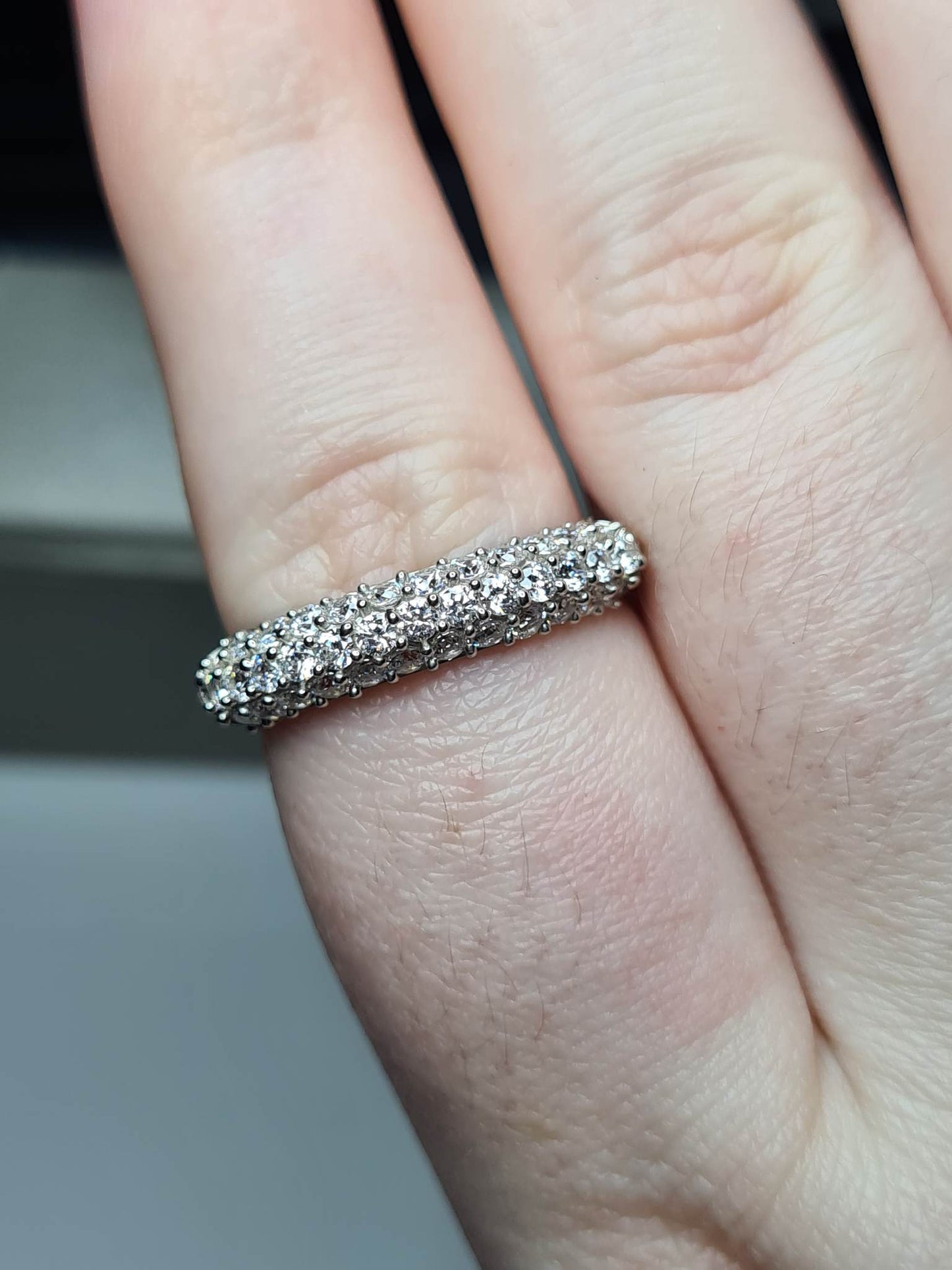 Swarovski Zirconia Half Eternity Cluster Ring 925 Sterling Silver SIZE P