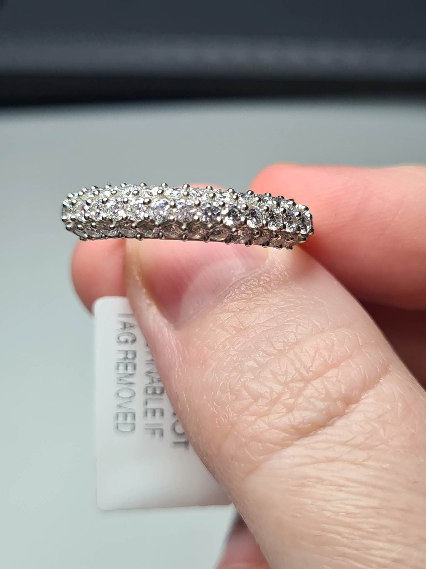 Swarovski Zirconia Half Eternity Cluster Ring 925 Sterling Silver SIZE P