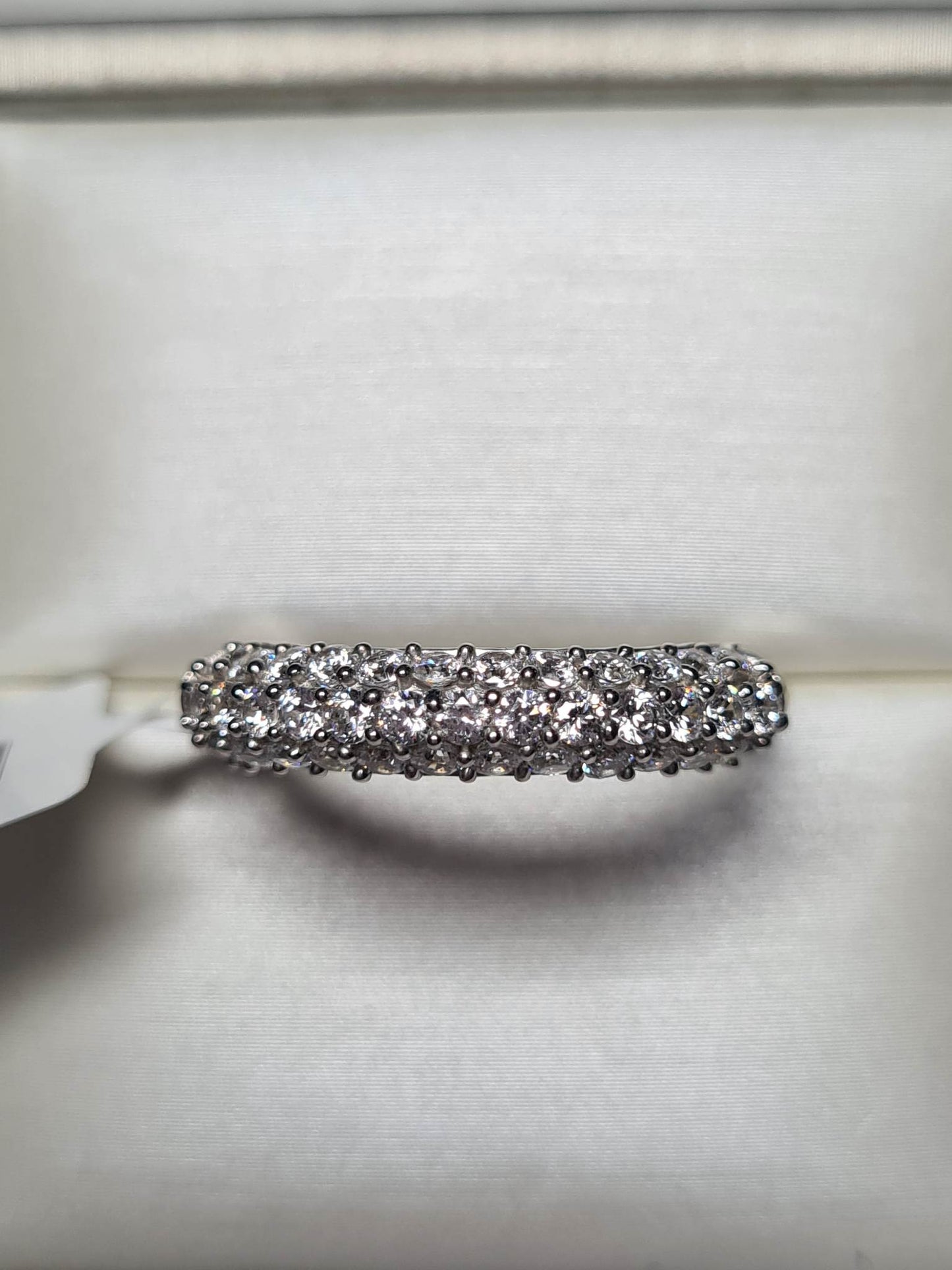 Swarovski Zirconia Half Eternity Cluster Ring 925 Sterling Silver SIZE P