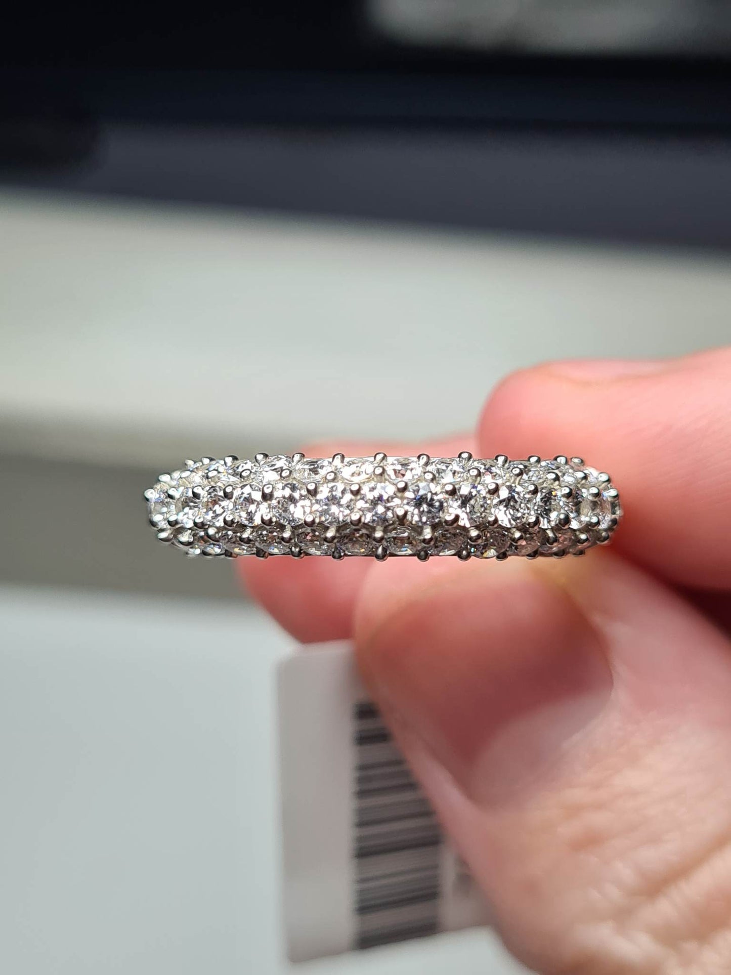 Swarovski Zirconia Half Eternity Cluster Ring 925 Sterling Silver SIZE P