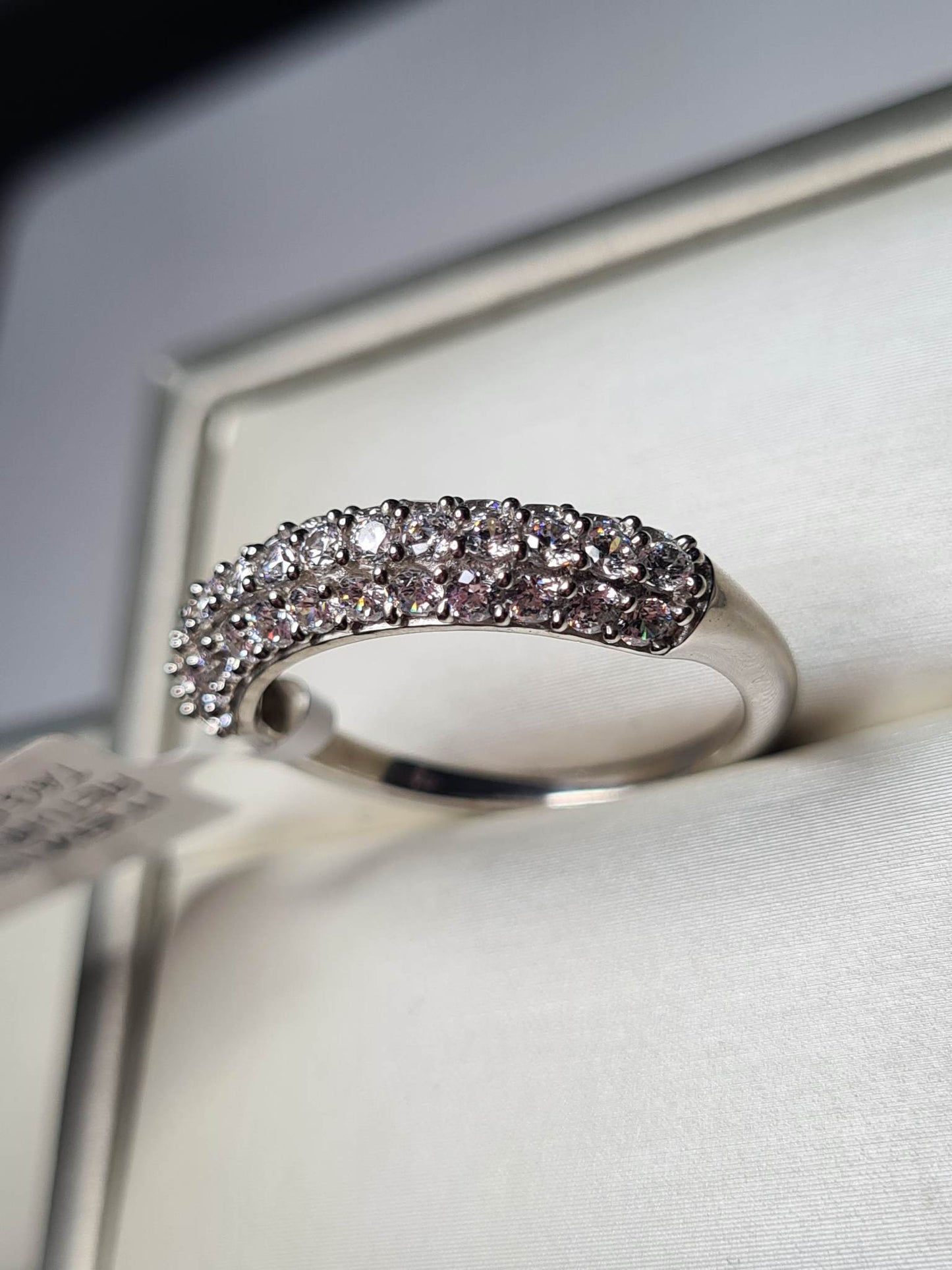 Swarovski Zirconia Half Eternity Cluster Ring 925 Sterling Silver SIZE P