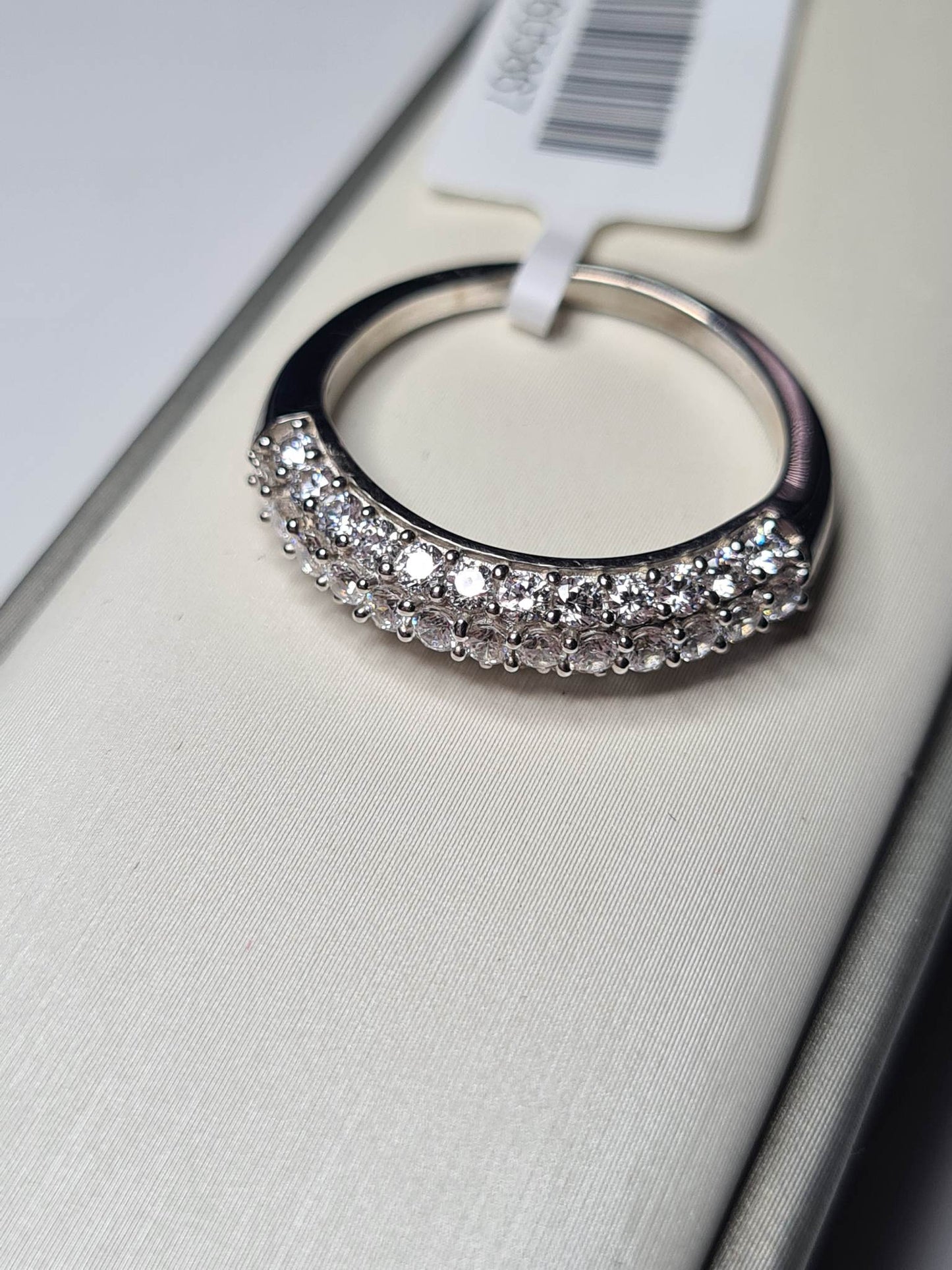 Swarovski Zirconia Half Eternity Cluster Ring 925 Sterling Silver SIZE P