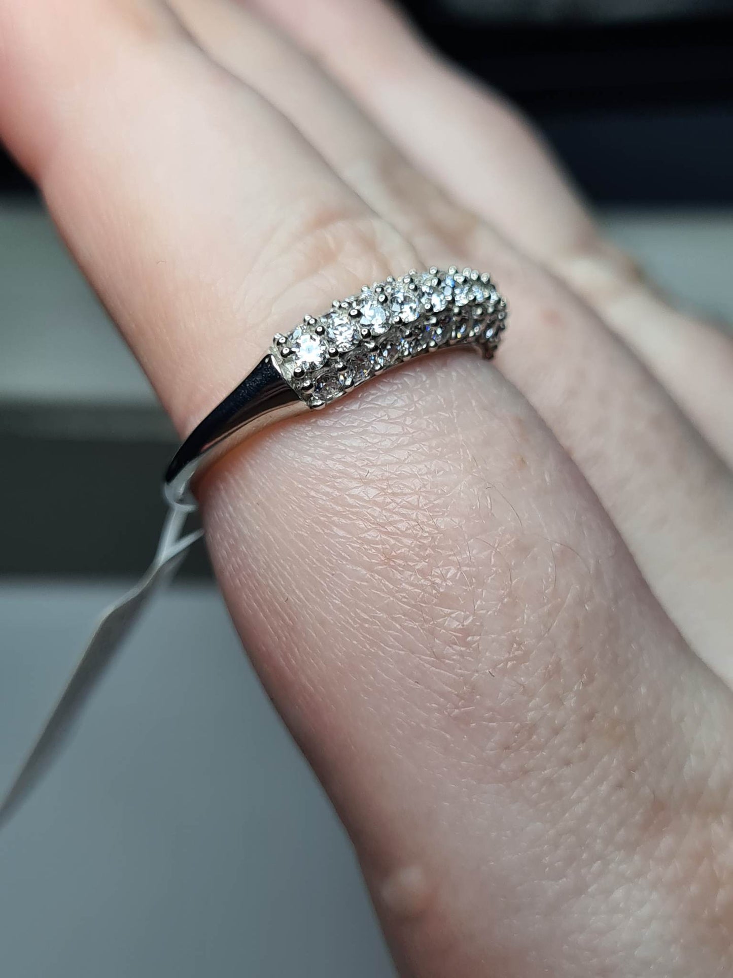 Swarovski Zirconia Half Eternity Cluster Ring 925 Sterling Silver SIZE P