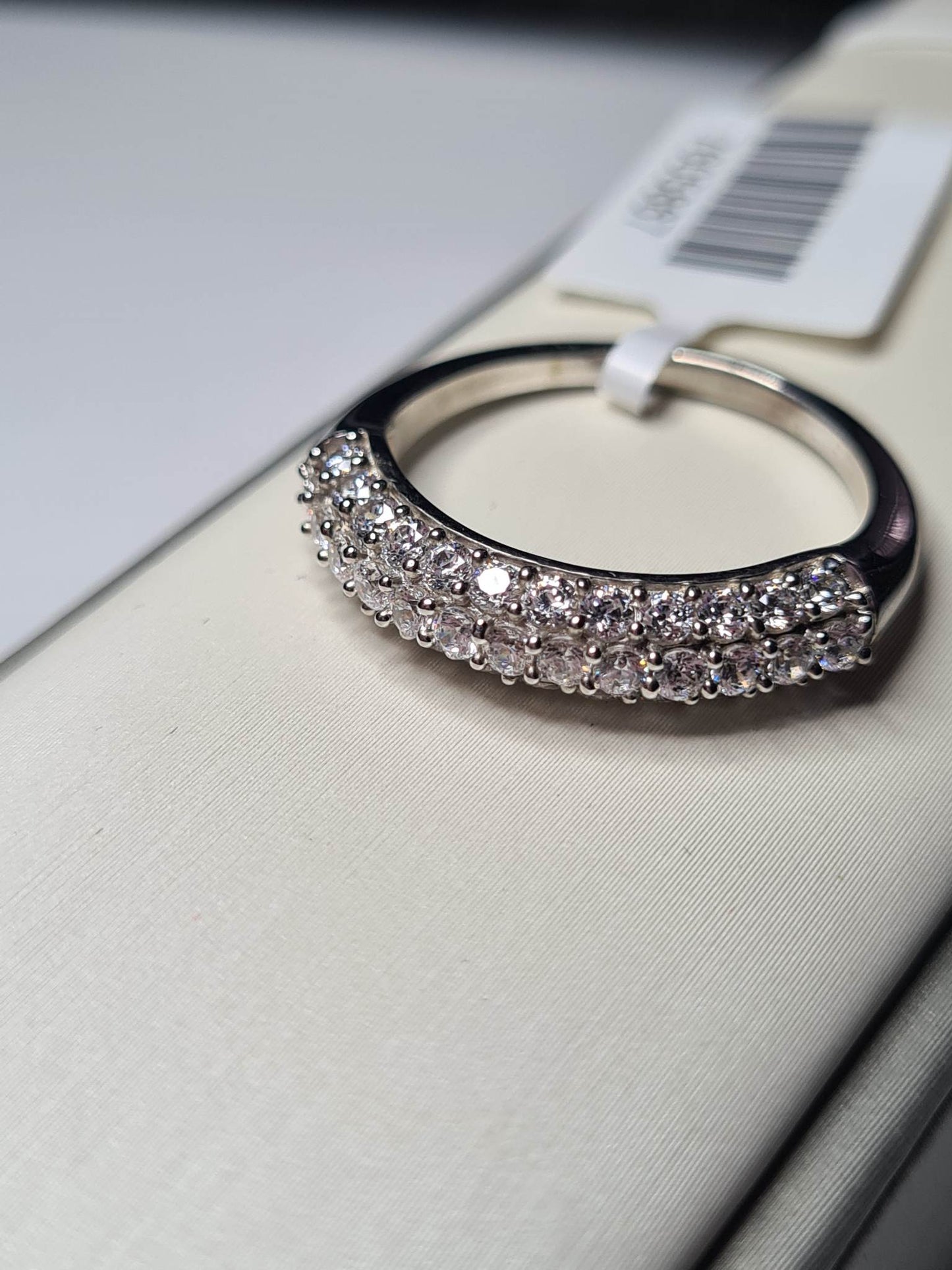 Swarovski Zirconia Half Eternity Cluster Ring 925 Sterling Silver SIZE P