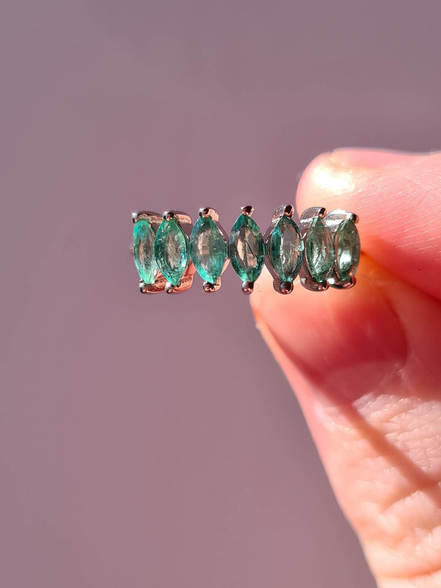 Gemfields Emerald 7 Stone Ring Size K 925 sterling silver