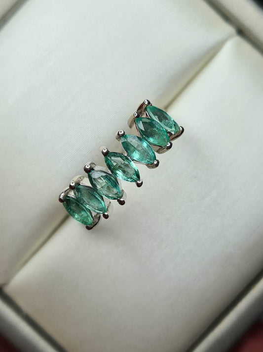 Gemfields Emerald 7 Stone Ring Size K 925 sterling silver