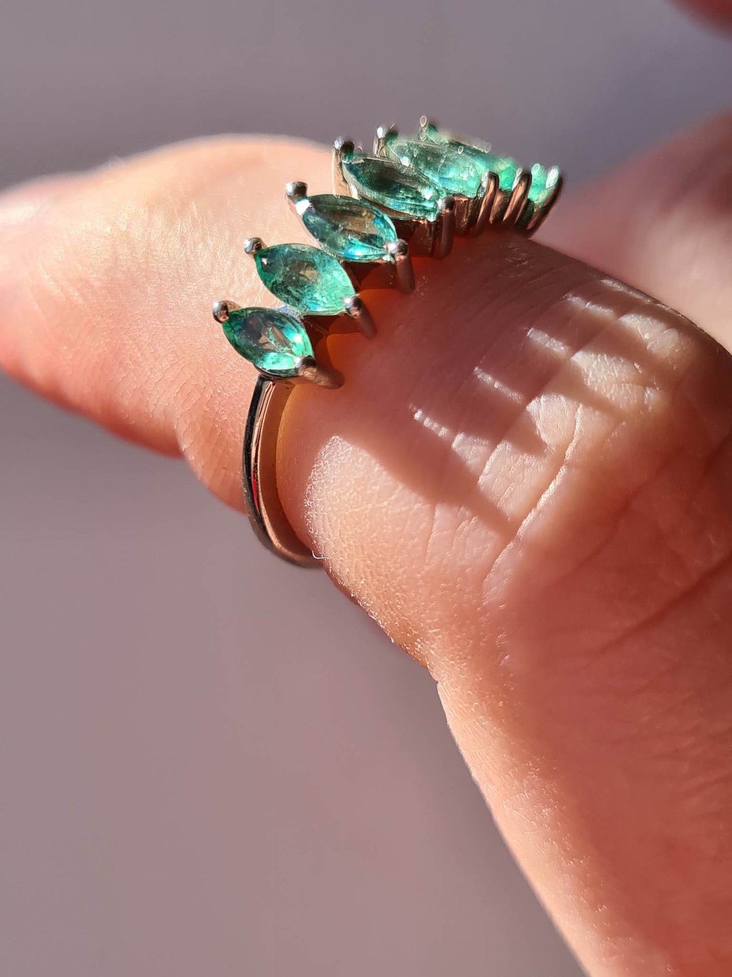 Gemfields Emerald 7 Stone Ring Size K 925 sterling silver