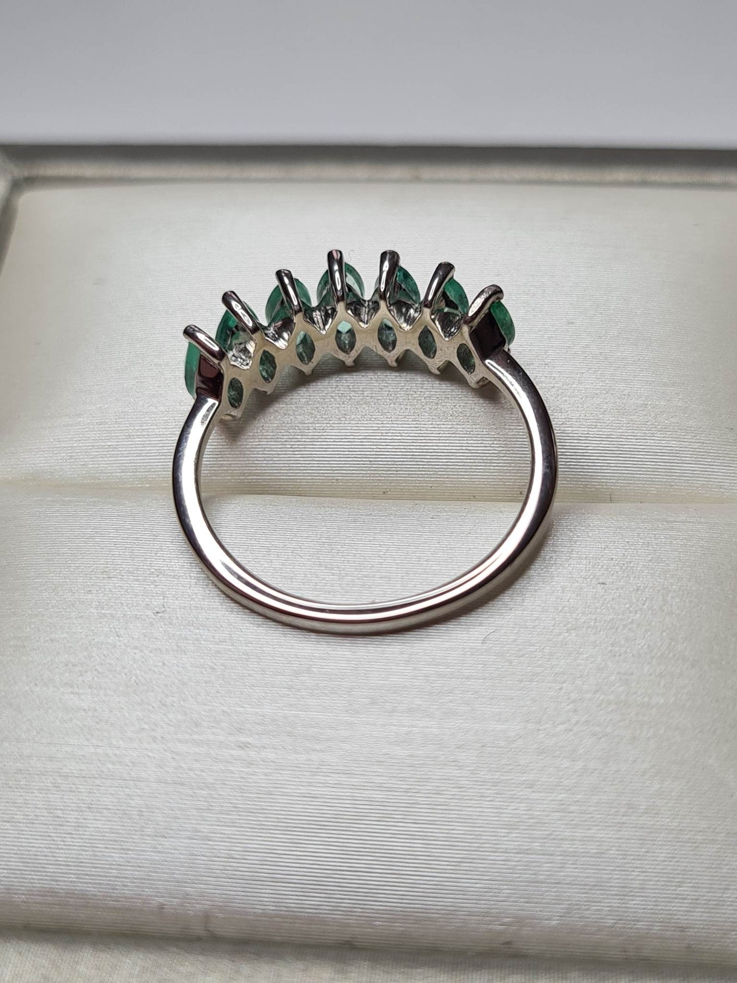 Gemfields Emerald 7 Stone Ring Size K 925 sterling silver