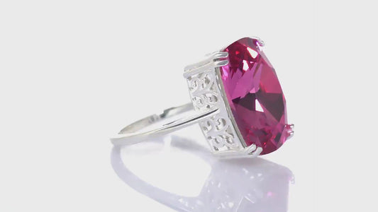 Swarovski Rose Pink Radiant Cut Ring in 925 Sterling Silver SIZE Q