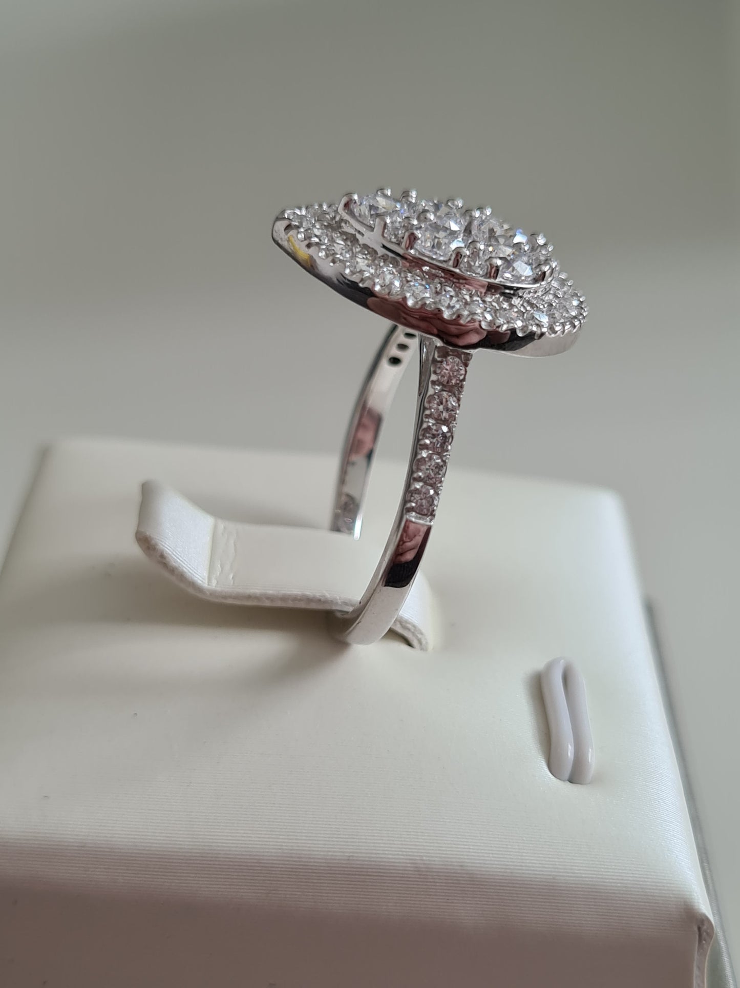 Swarovski Zirconia Pear Cluster Cocktail Ring 925 Sterling Silver SIZES N,O