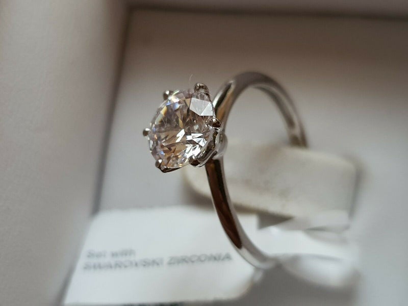 Swarovski Zirconia Solitaire Engagement Style Ring SIZES N,O,R,S,T